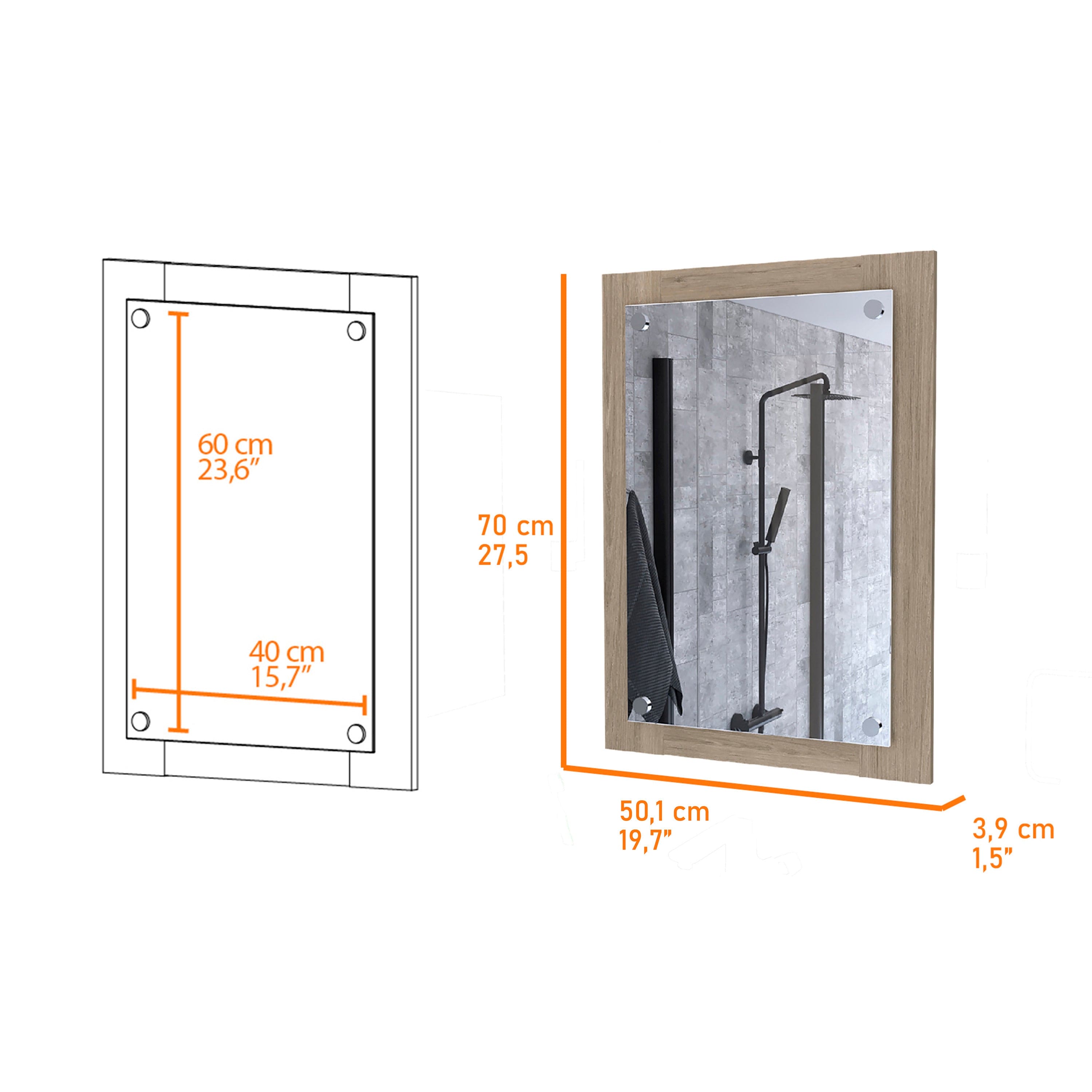 Bathroom Mirror Epic, Frame, Light Pine Finish