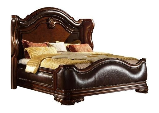 Bella Traditional Style King Bed made with wood in Dark Walnut