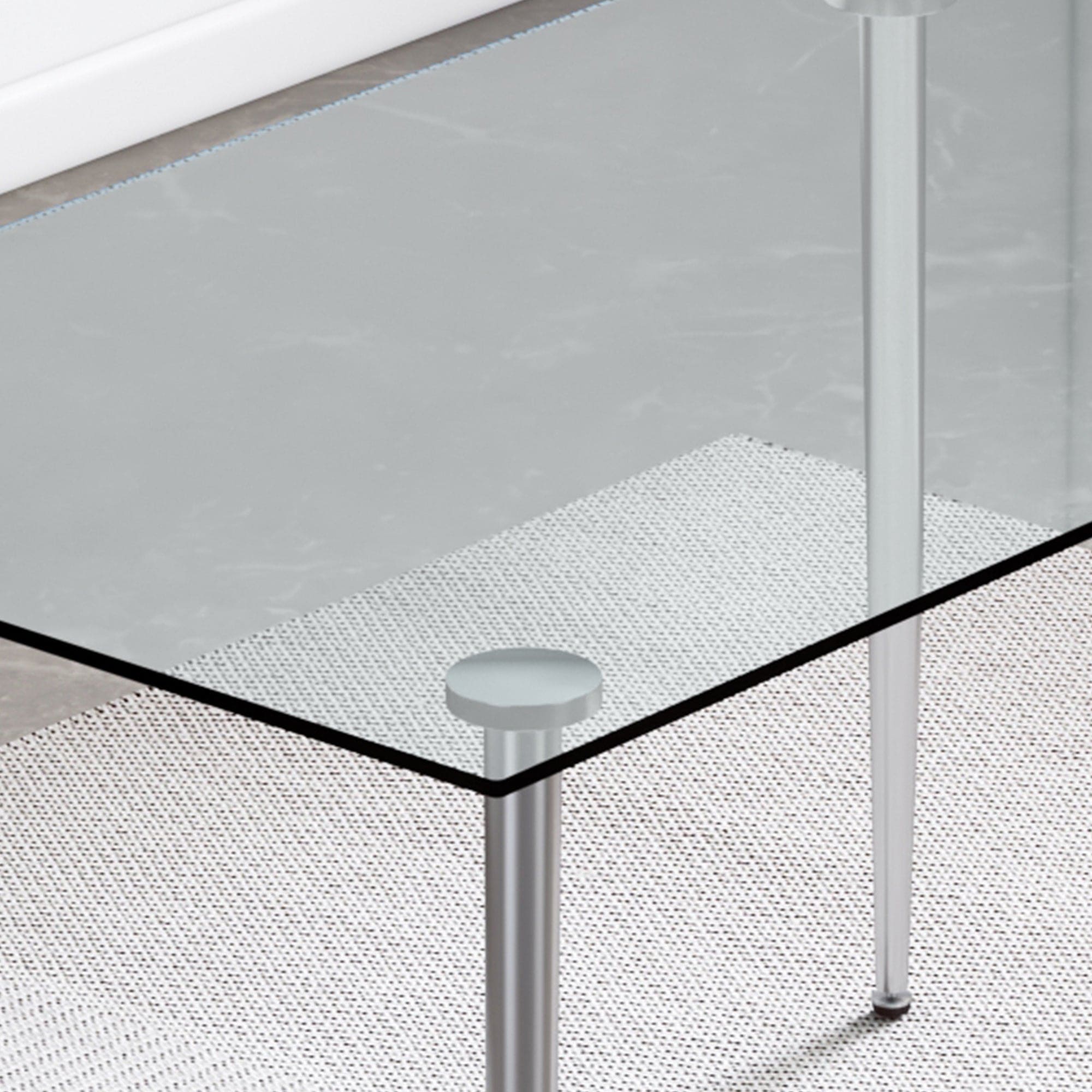 Modern Minimalist Rectangular Glass  Dining Table for 4-6 with 0.31" Tempered Glass Tabletop and Silver plating Metal Legs, Writing Table Desk, for Kitchen Dining Living Room, 51" *31"* 30" .F-1544