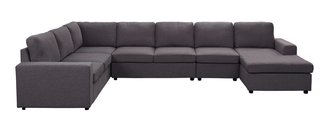 Tifton Modular Sectional Sofa with Reversible Chaise in Dark Gray Linen