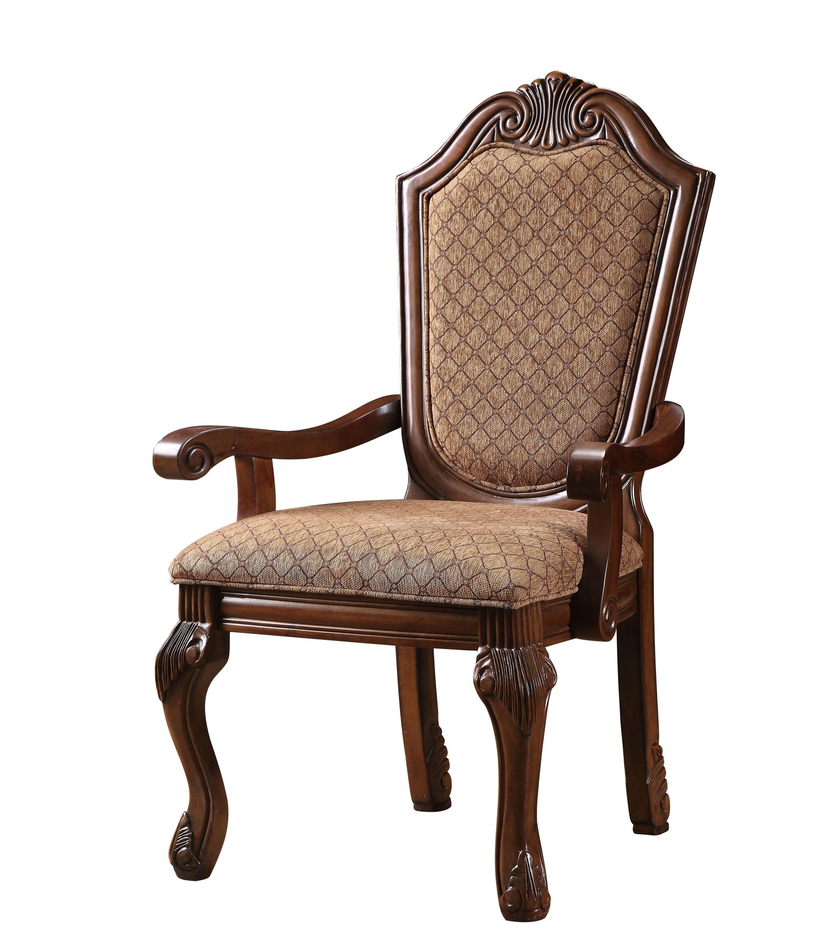 ACME Chateau De Ville Arm Chair (Set-2) in Fabric & Cherry 04078A