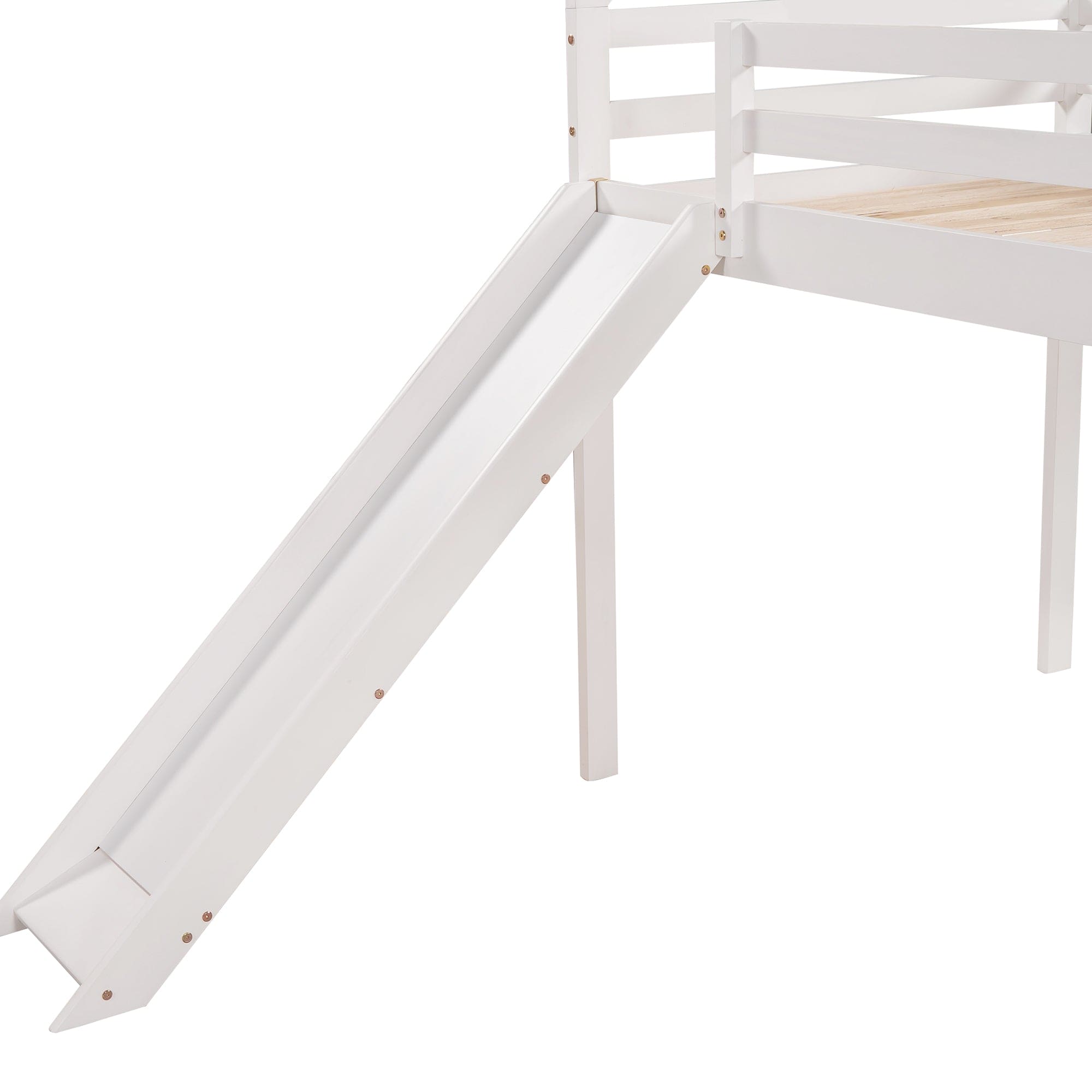 Twin Size Loft Bed with Slide, House Bed with Slide,White(OLD SKU :WF281158AAK)