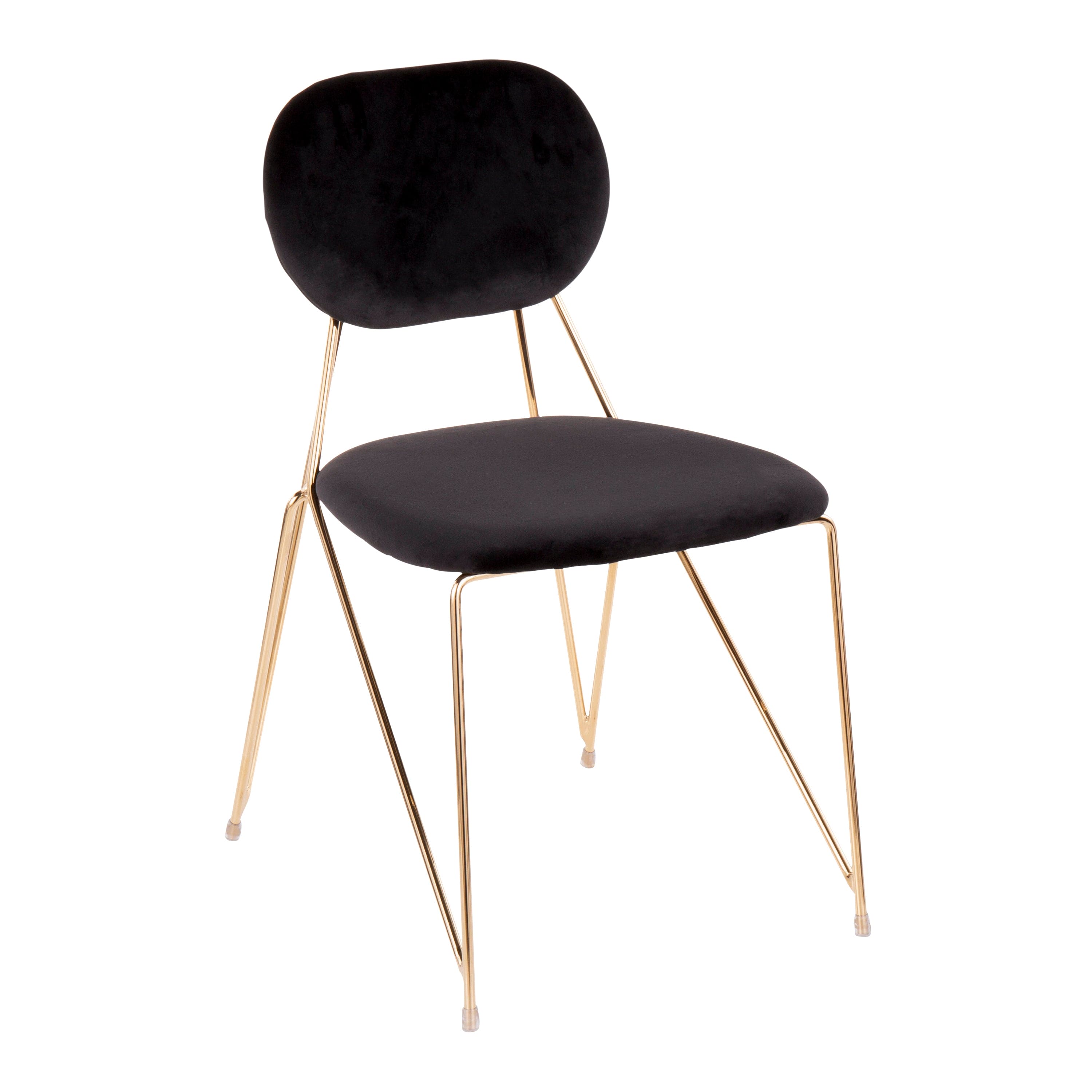 Gwen Contemporary-Glam Chair in Gold Metal with Black Velvet by LumiSource - Set of 2