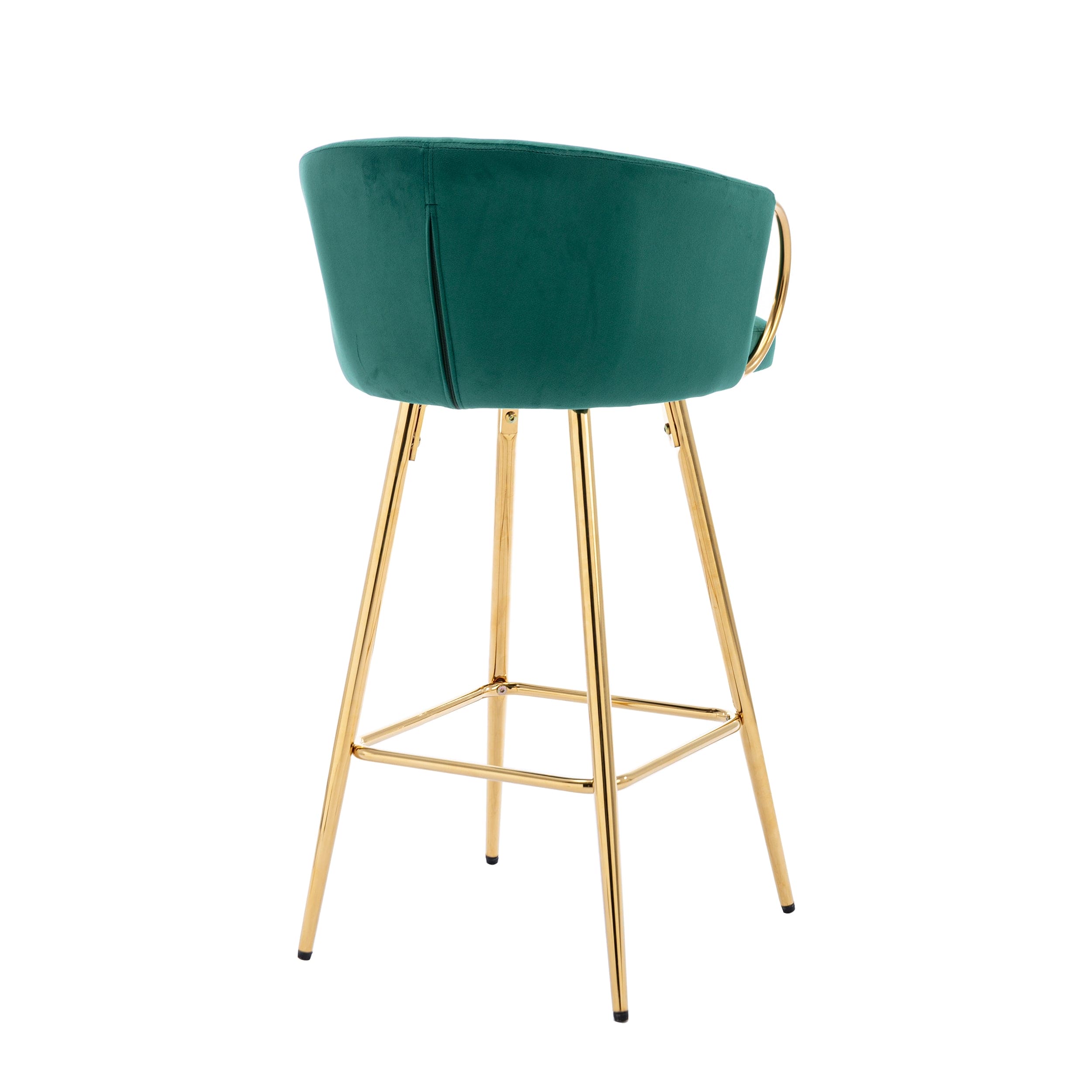 26 Inch Set of 2 Bar Stools,with Chrome Footrest and Base Velvet + Golden Leg Simple Bar Stool,GREEN