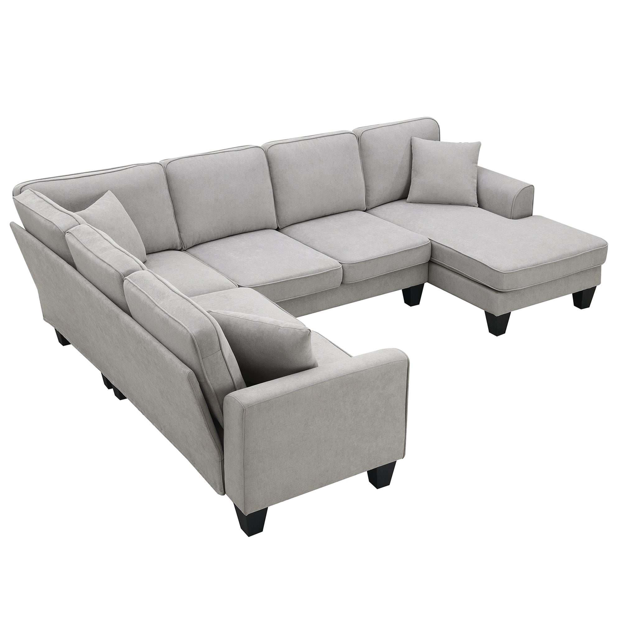 [VIDEO provided] [New] 108*85.5" Modern U Shape Sectional Sofa, 7 Seat Fabric Sectional Sofa Set with 3 Pillows Included for Living Room, Apartment, Office,3 Colors