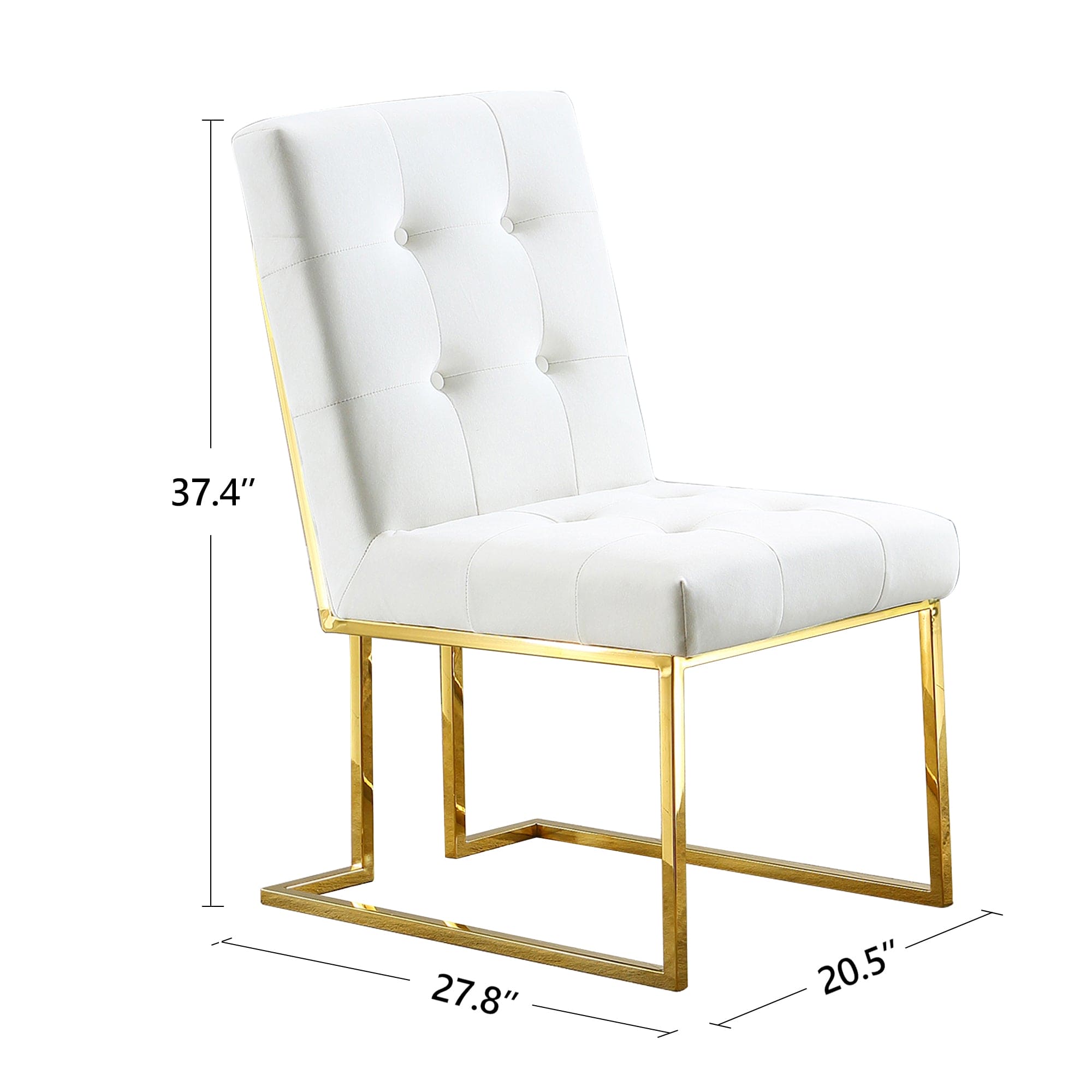 Modern Velvet Dining Chair Set of 2, Tufted Design and Gold Finish Stainless Base