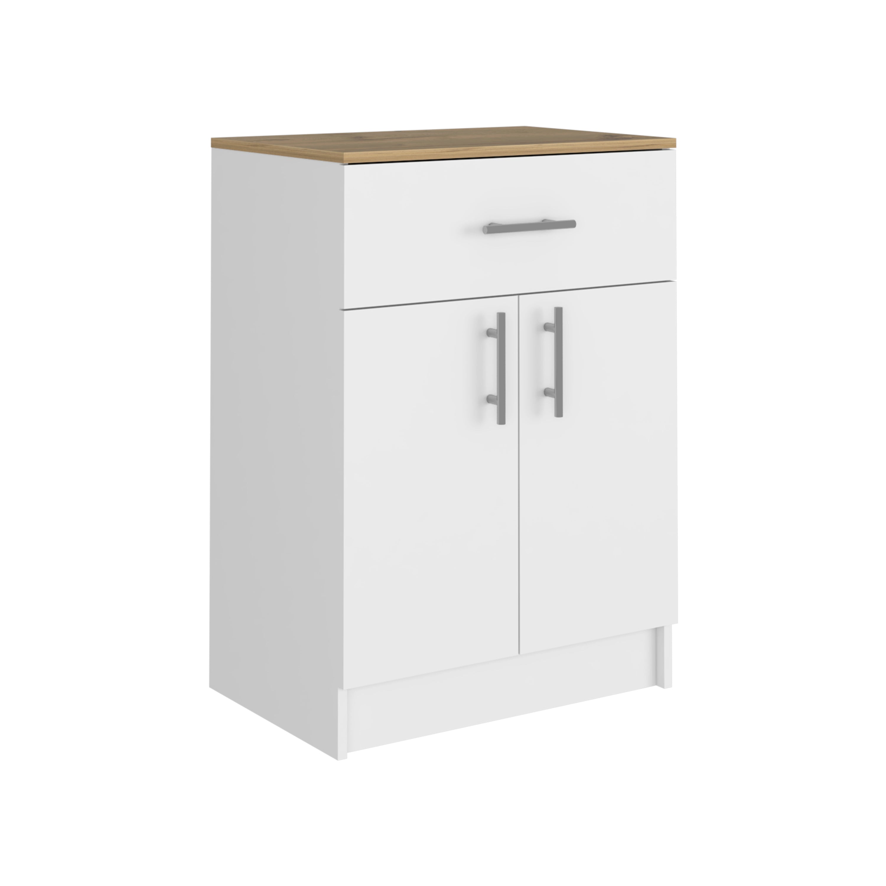 Pantry Cabinet Netal, One Drawer, White / Light Oak Finish