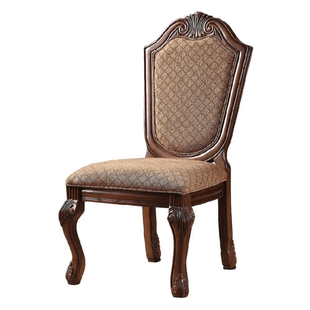 ACME Chateau De Ville Side Chair (Set-2) in Fabric & Cherry 04077A