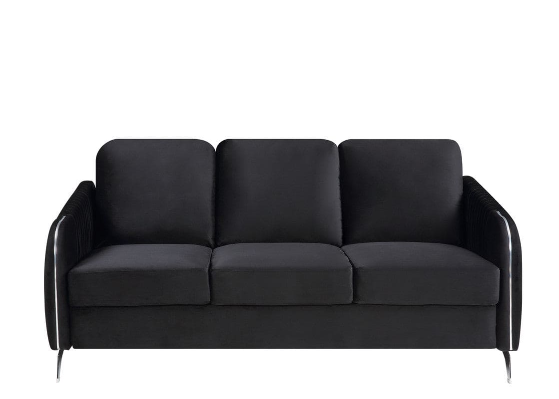 Hathaway Black Velvet Modern Chic Sofa Couch