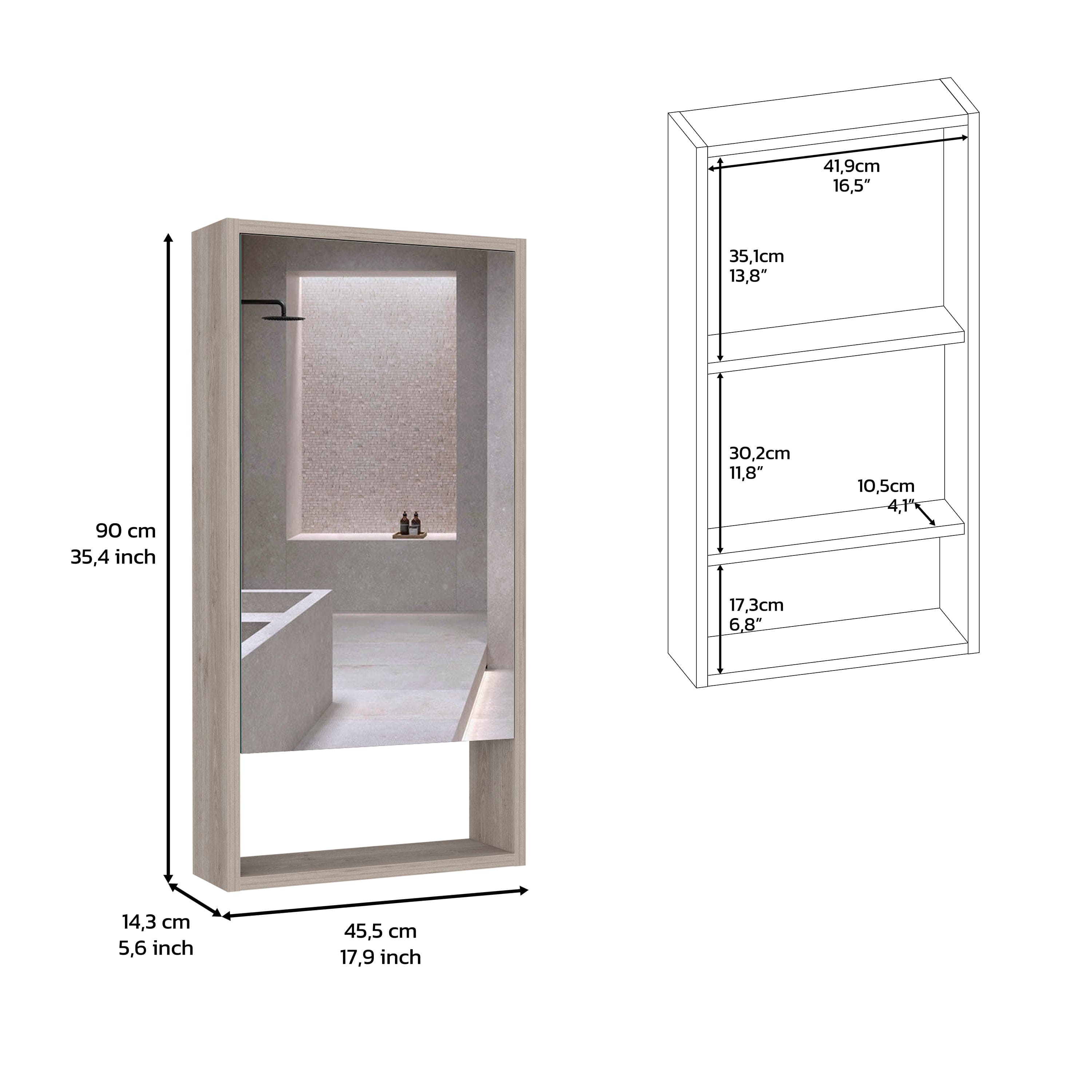 Medicine Cabinet Irvine, One External Shelf, Light Gray Finish