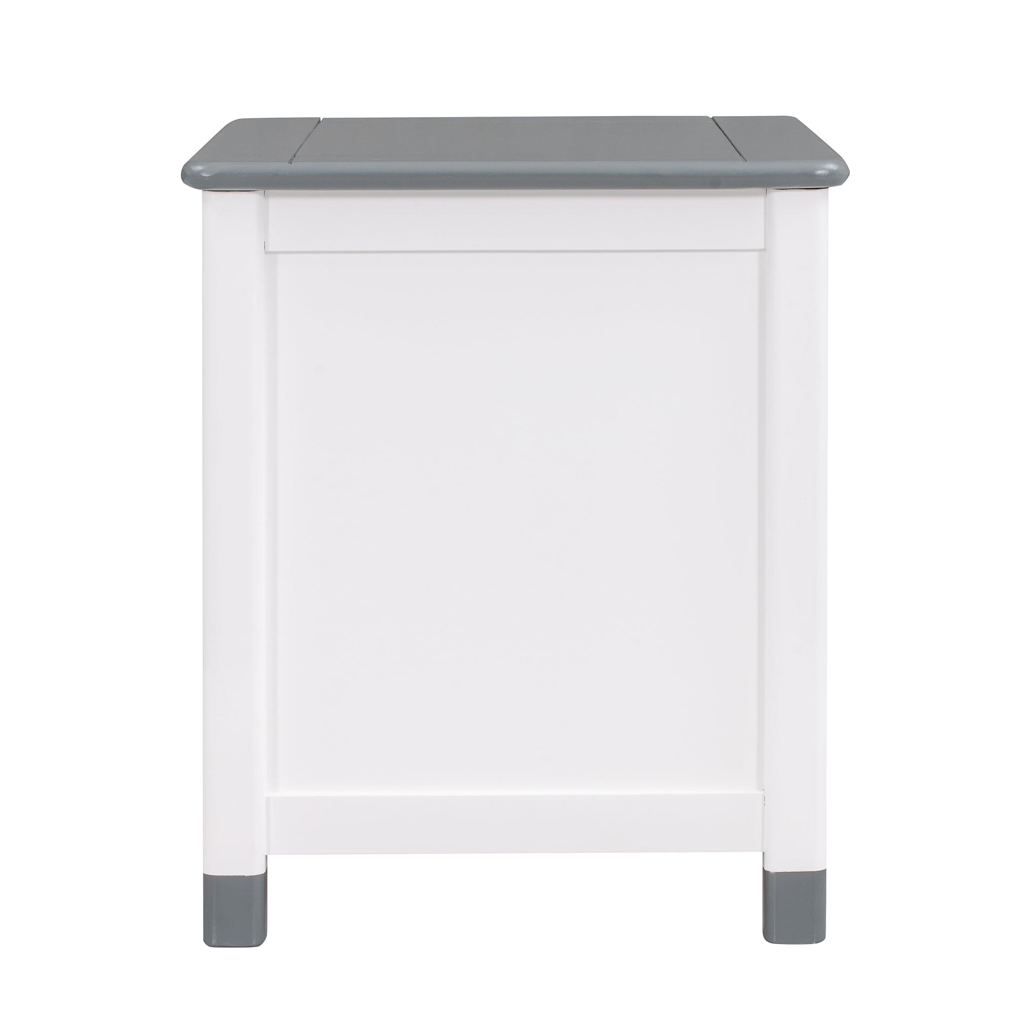 Wooden Nightstand with Two Drawers for Kids,End Table for Bedroom,White+Gray