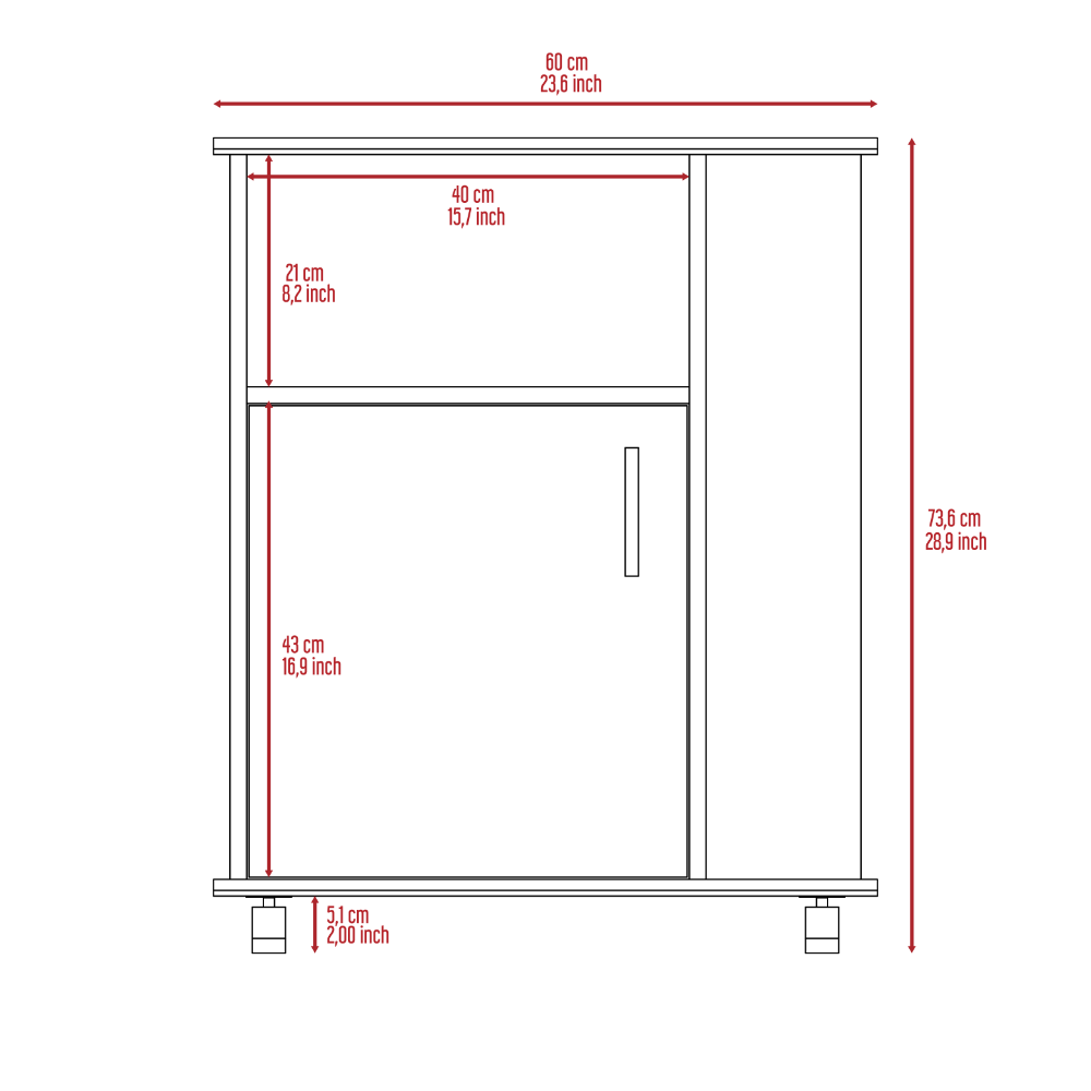 DEPOT E-SHOP Munich Lower Microwave Pantry Single Door Cabinet, Three Lateral Shelves, Two Interior Shelves, Black