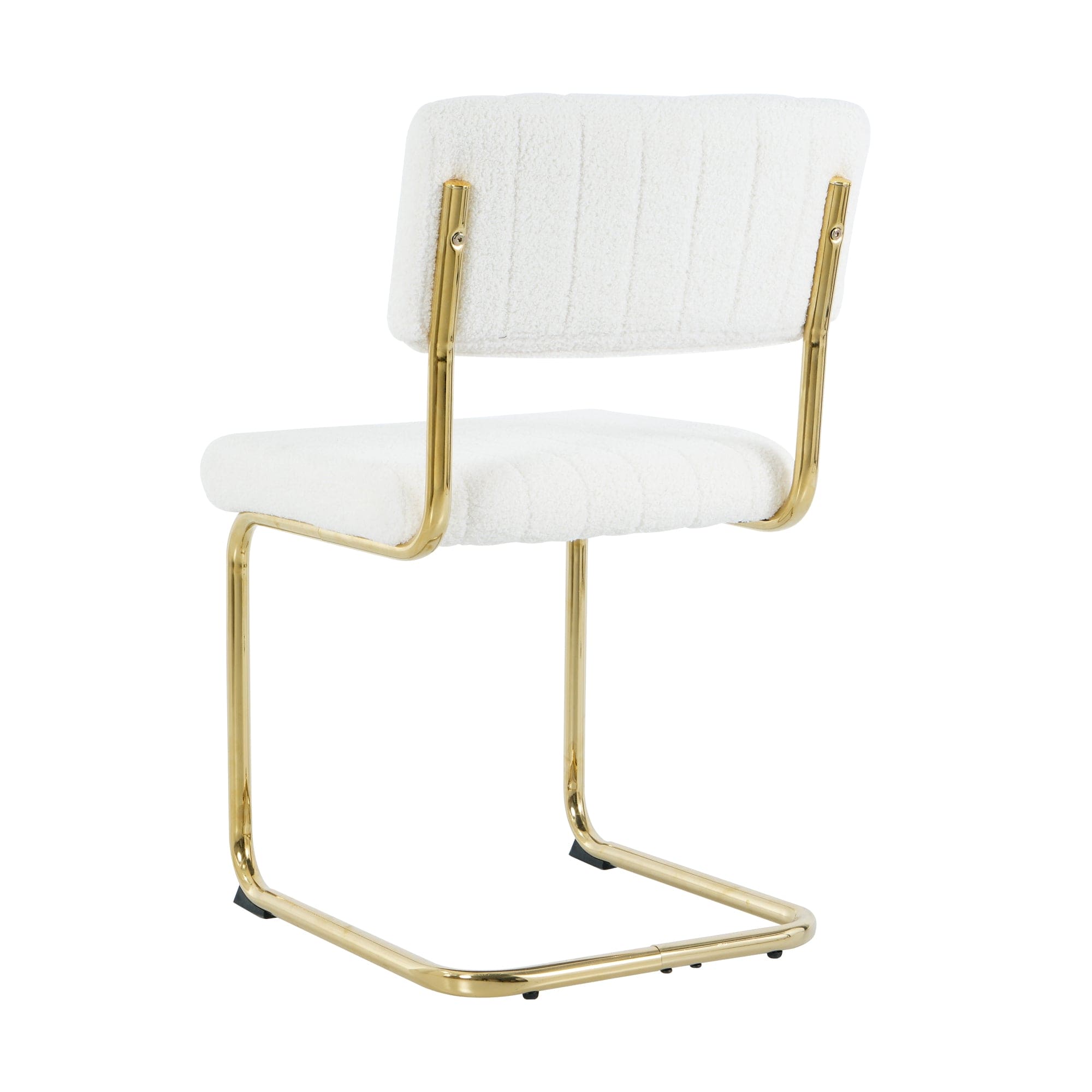 Modern simple light luxury dining White chair home bedroom stool back dressing chair student desk chair gold metal legs(set of 2)