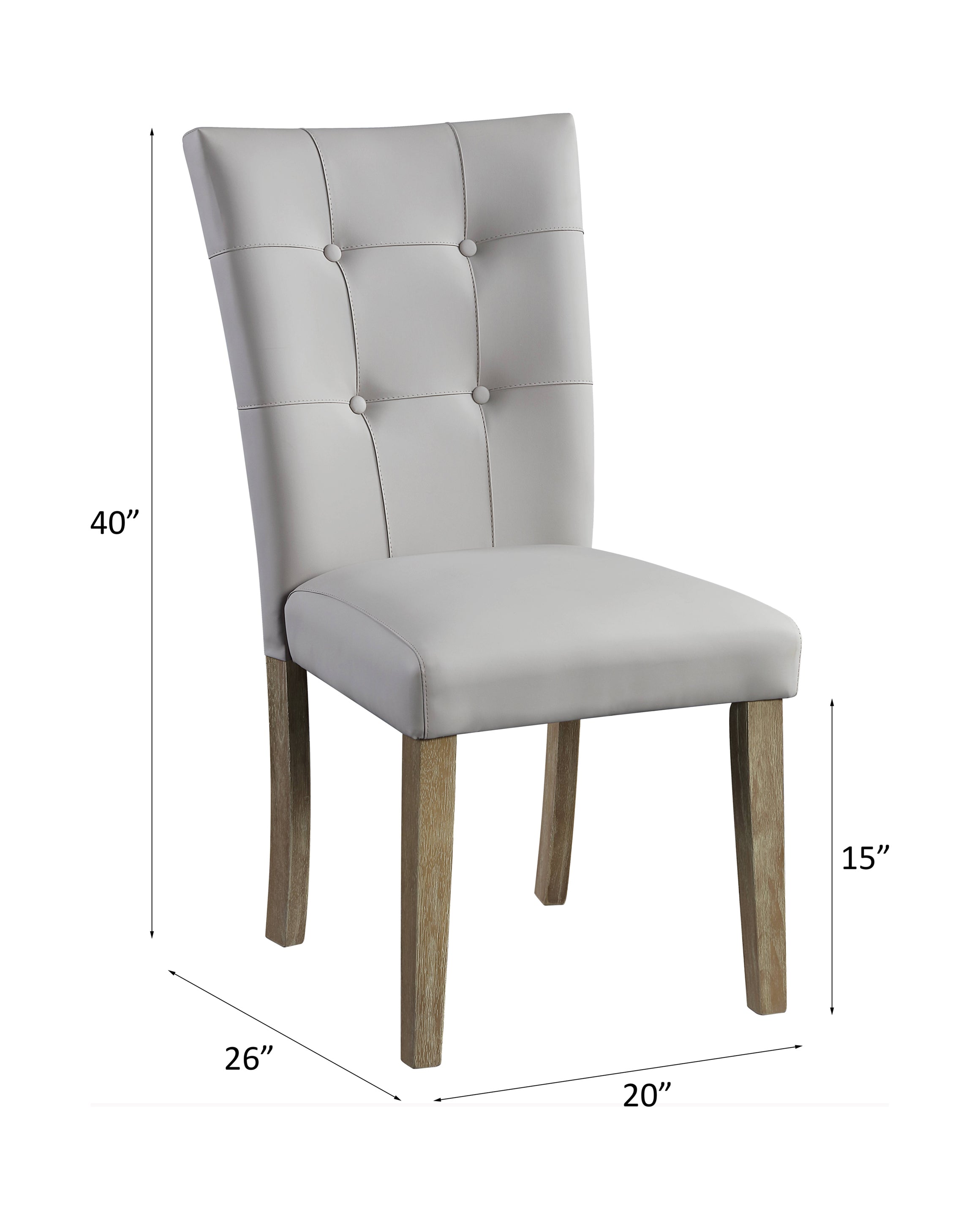 ACME Charnell Side Chair (Set-2) in Gary PU & Oak Finish DN00554