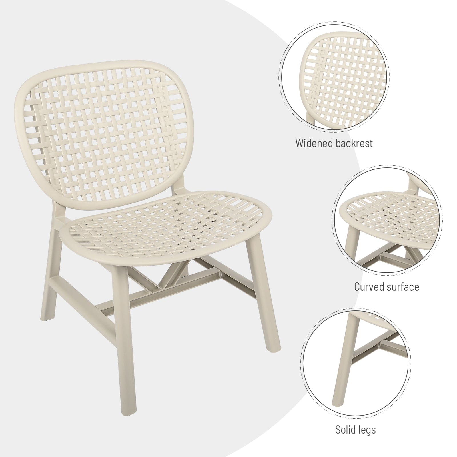 3 Pieces Hollow Design Retro Patio Table Chair Set White