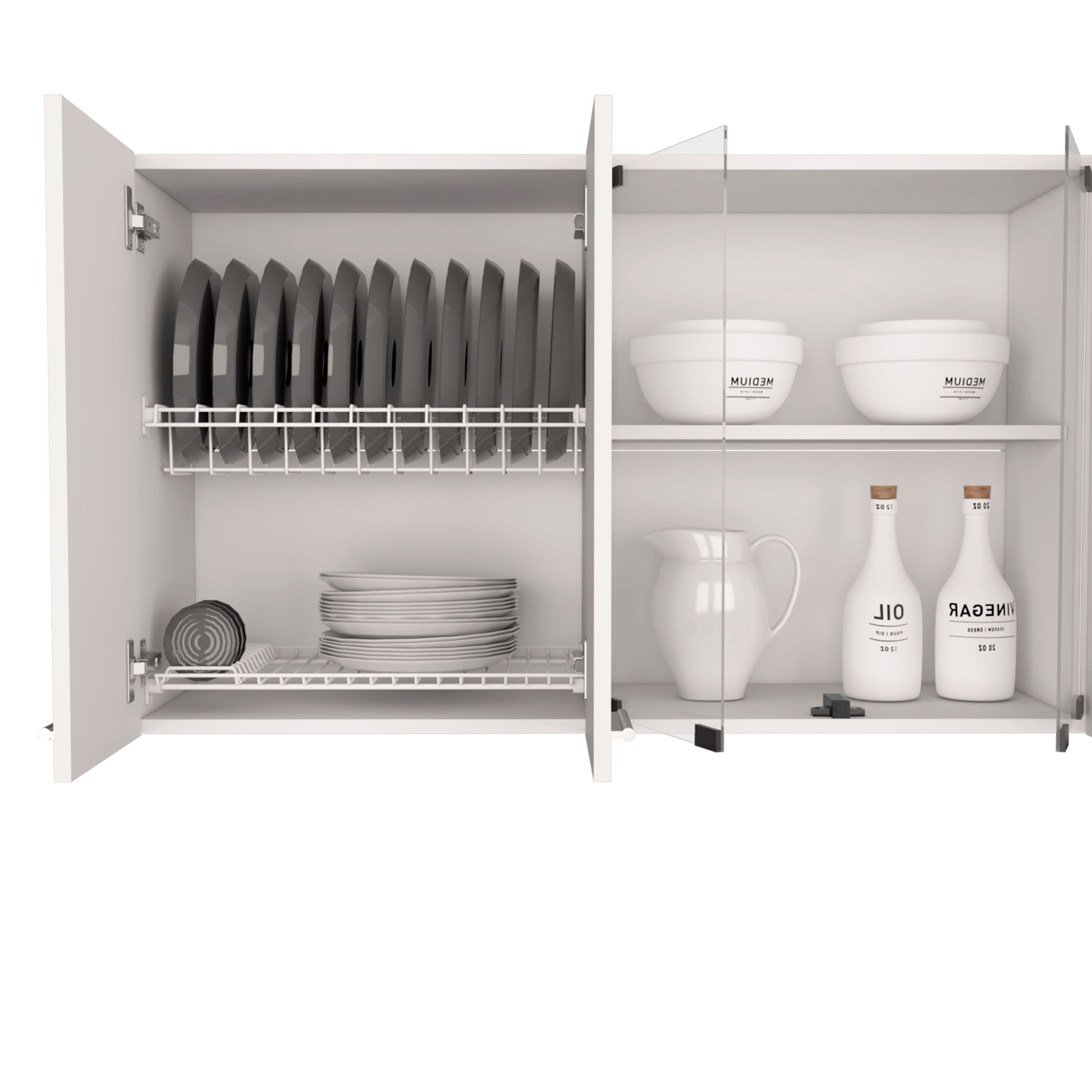 Superior Wall Cabinet Peoria, Four Interior Shelves, White Finish