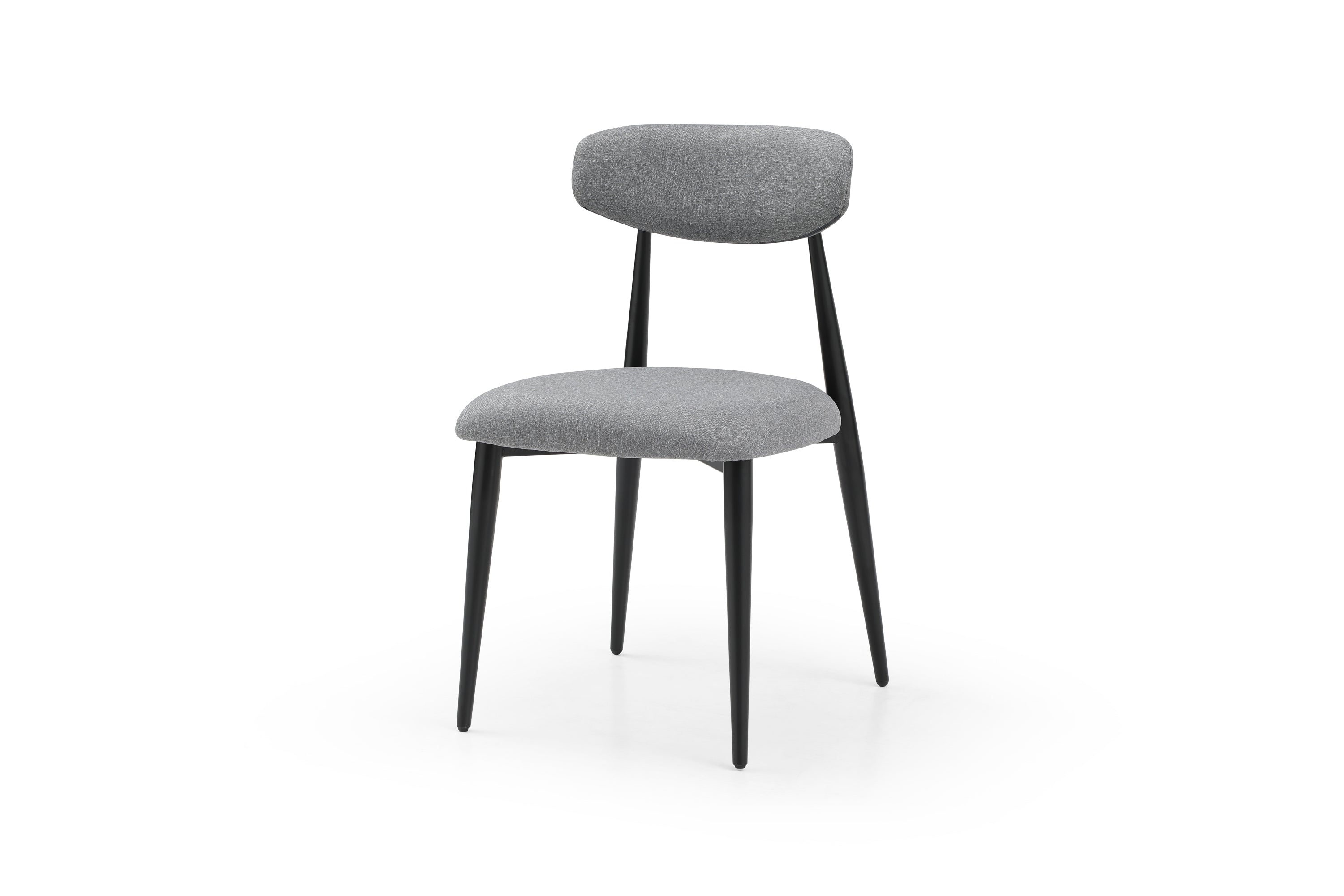 (Set of 4) Modern Dining Chairs , Curved Backrest Round Upholstered and Metal Frame,Grey