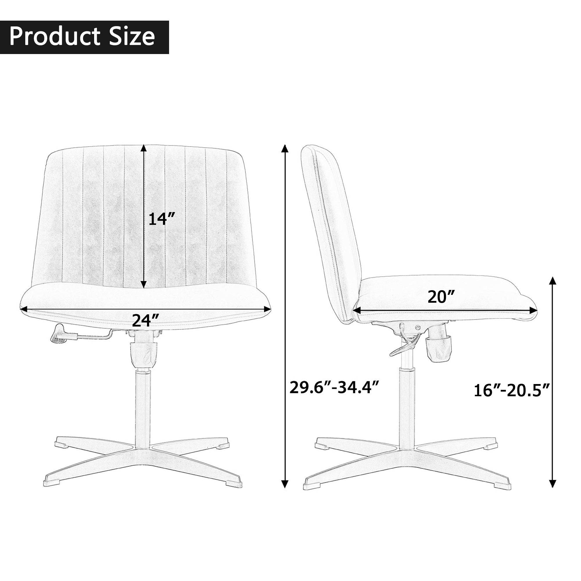 Black High Grade Pu Material. Home Computer Chair Office Chair Adjustable 360 ° Swivel Cushion Chair With Black Foot Swivel Chair Makeup Chair Study Desk Chair. No WheelsW115167391