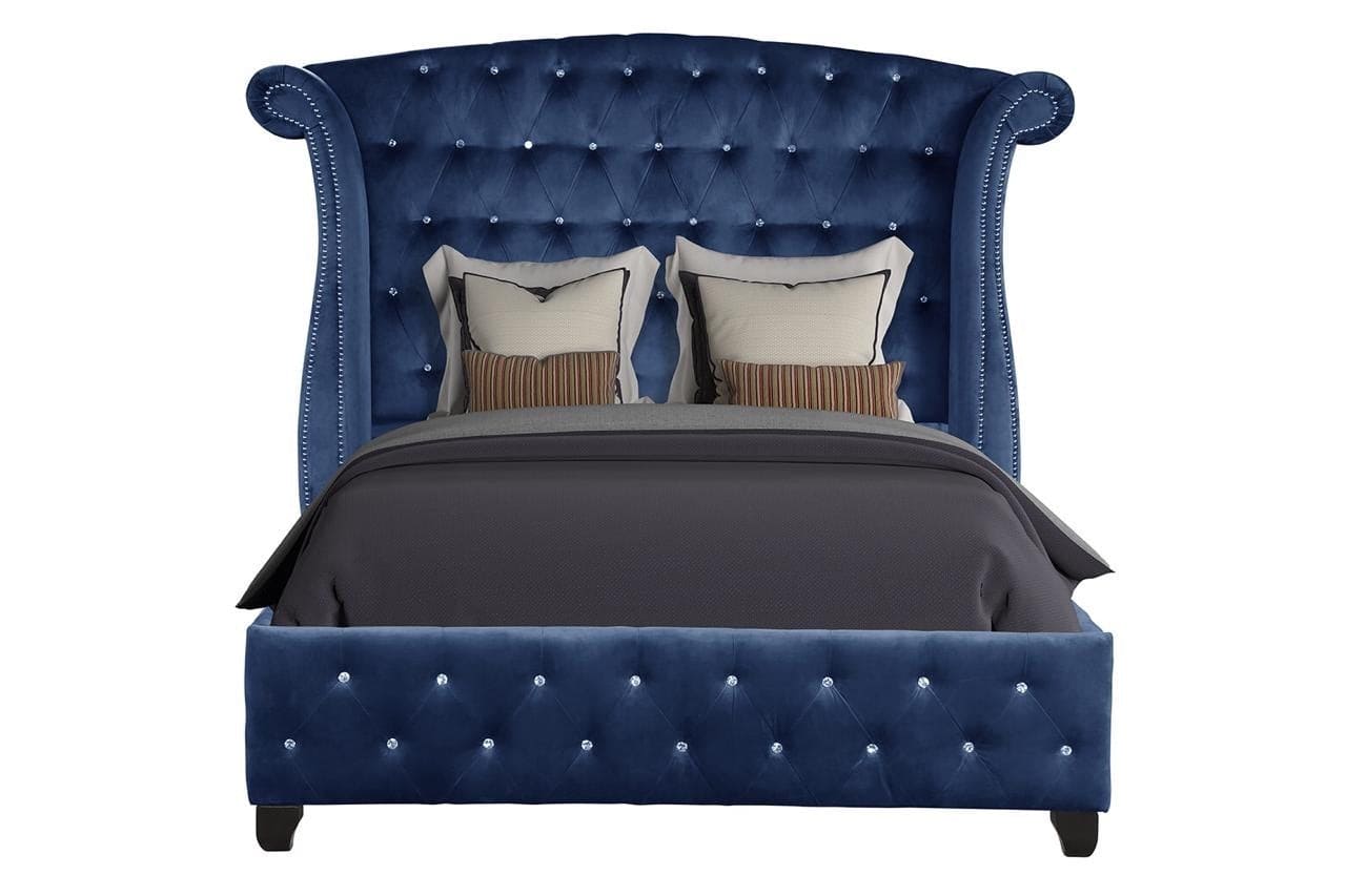 Sophia Queen Bed 4 Piece Blue