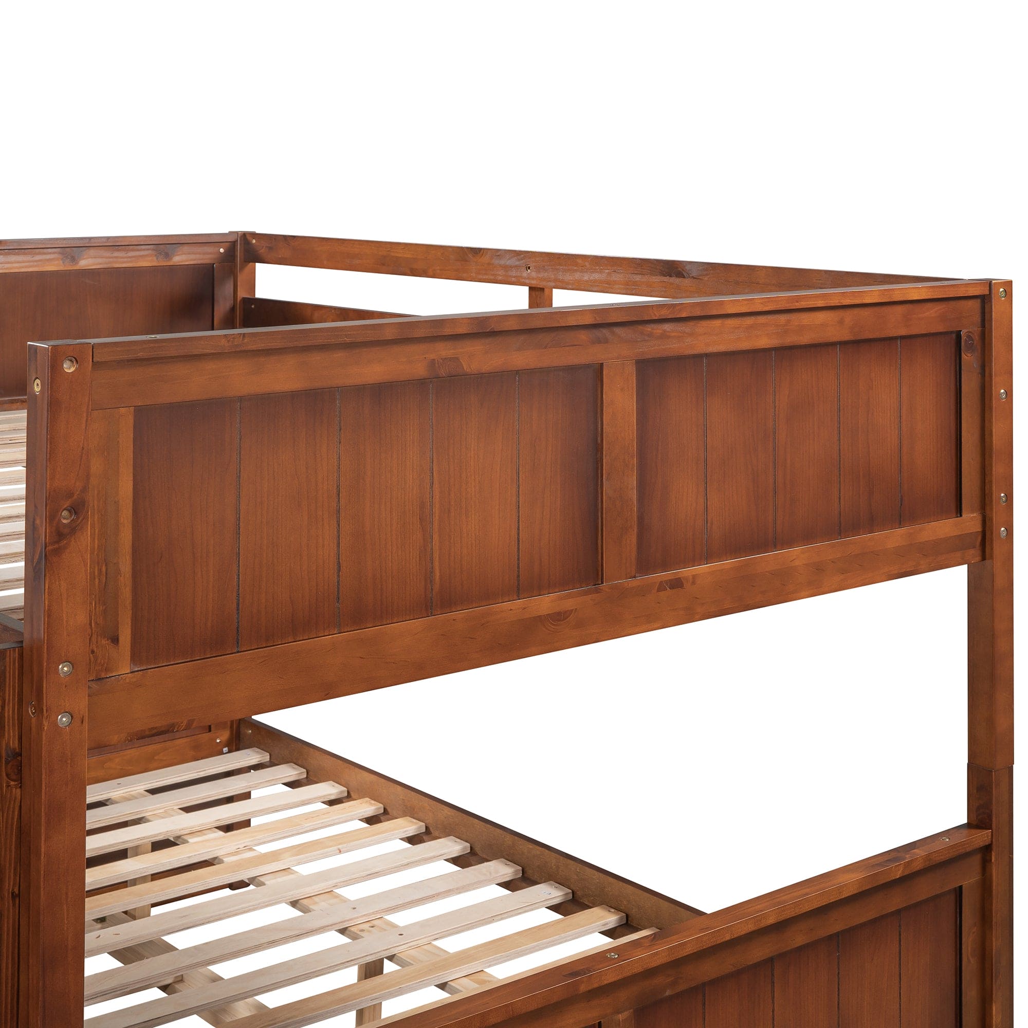 Full Over Full Bunk Bed with Twin Size Trundle, Walnut (old sku: LP000250AAL)