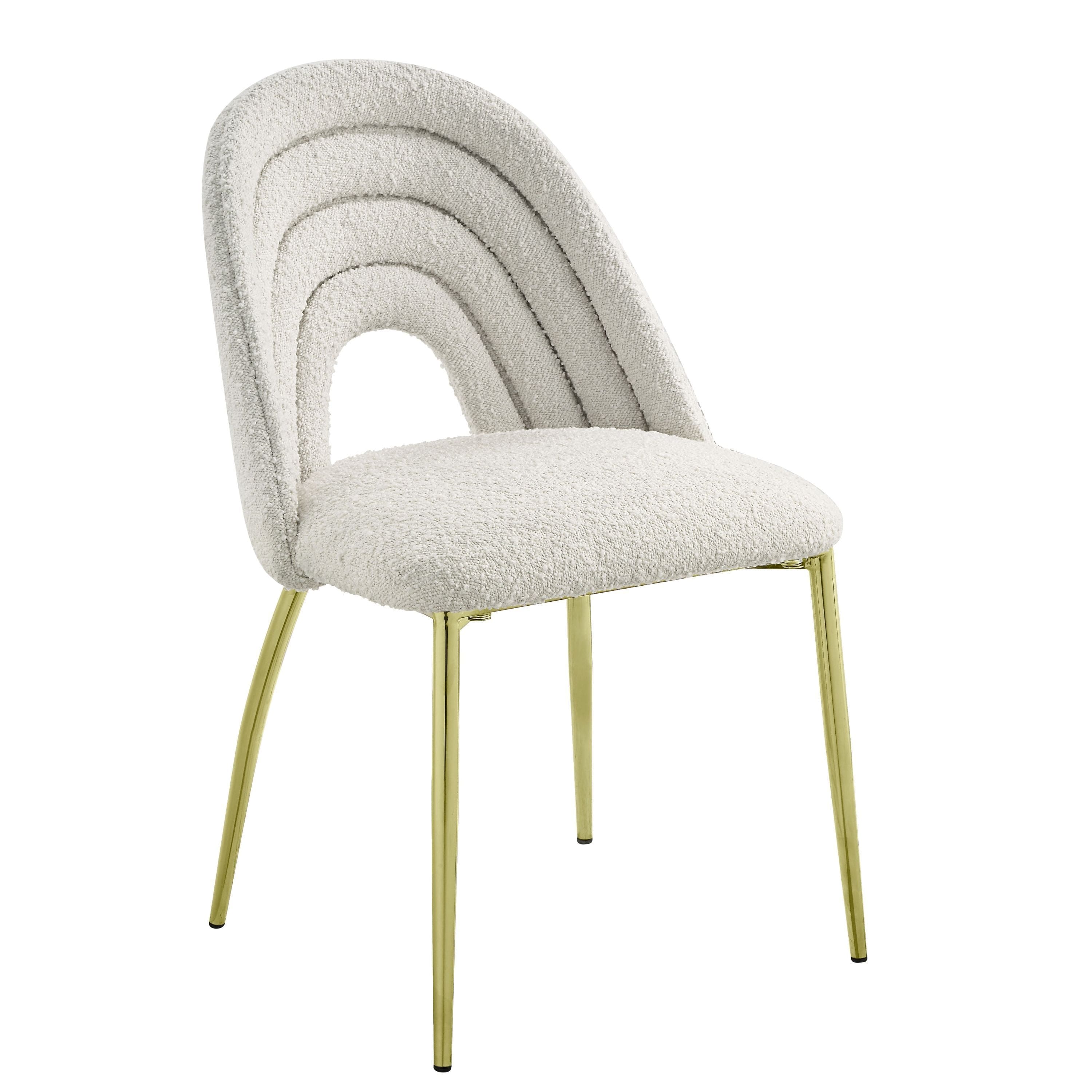 ACME Fadri Side Chair (Set-2), Teddy Sherpa & Mirrored Gold Finish DN01953