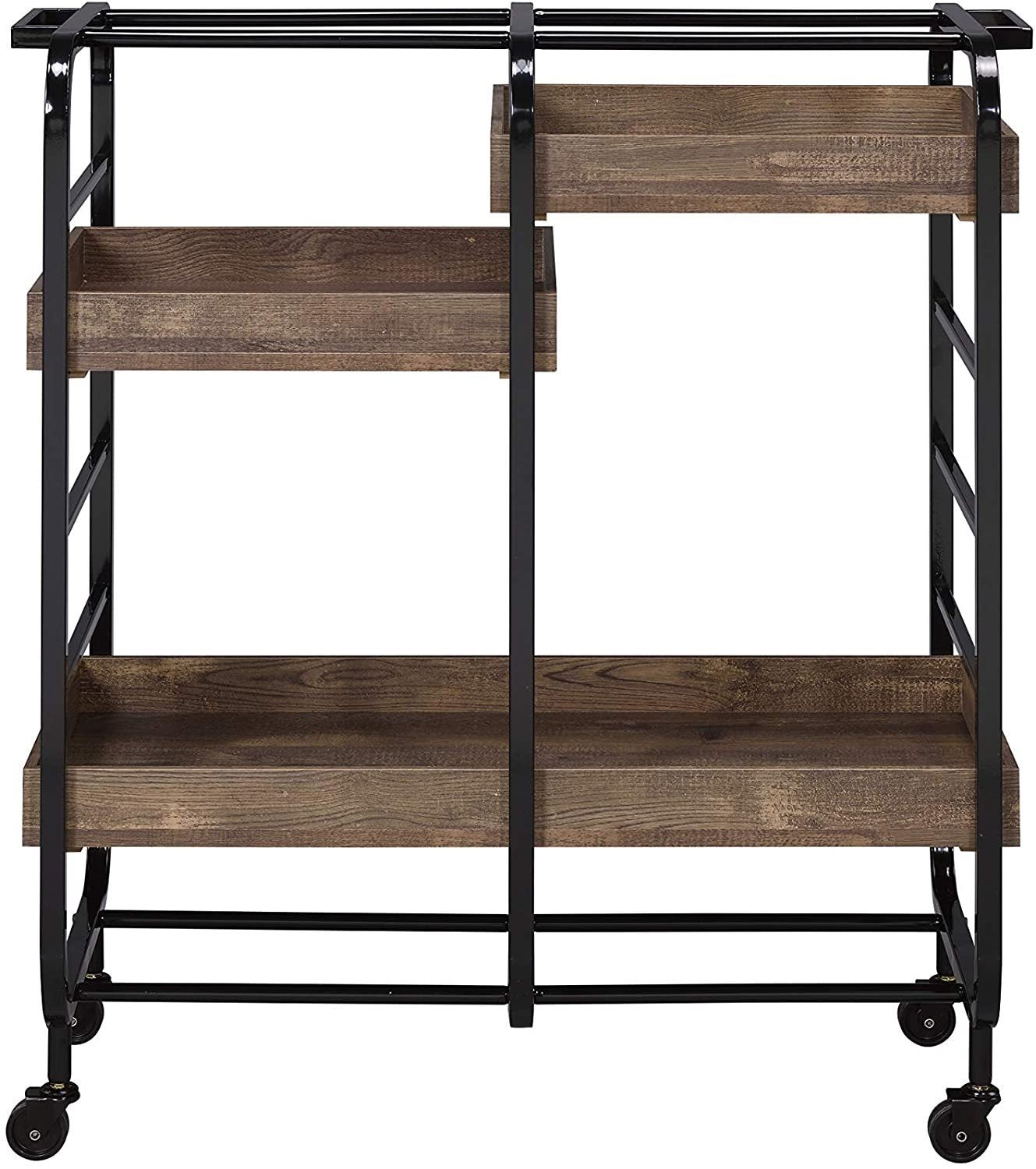 ACME Vorrik Serving Cart, Black & Walnut 98410