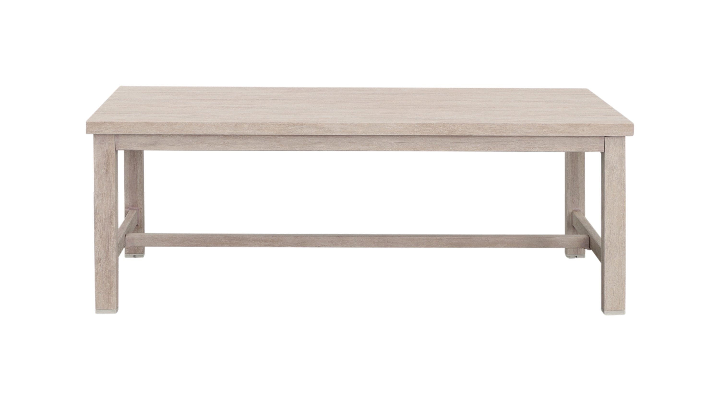 Durable Aluminum Coffee Table - Solid Construction, Weather-Resistant Surface - Whitewashed Birch Look, Dual Stretchers