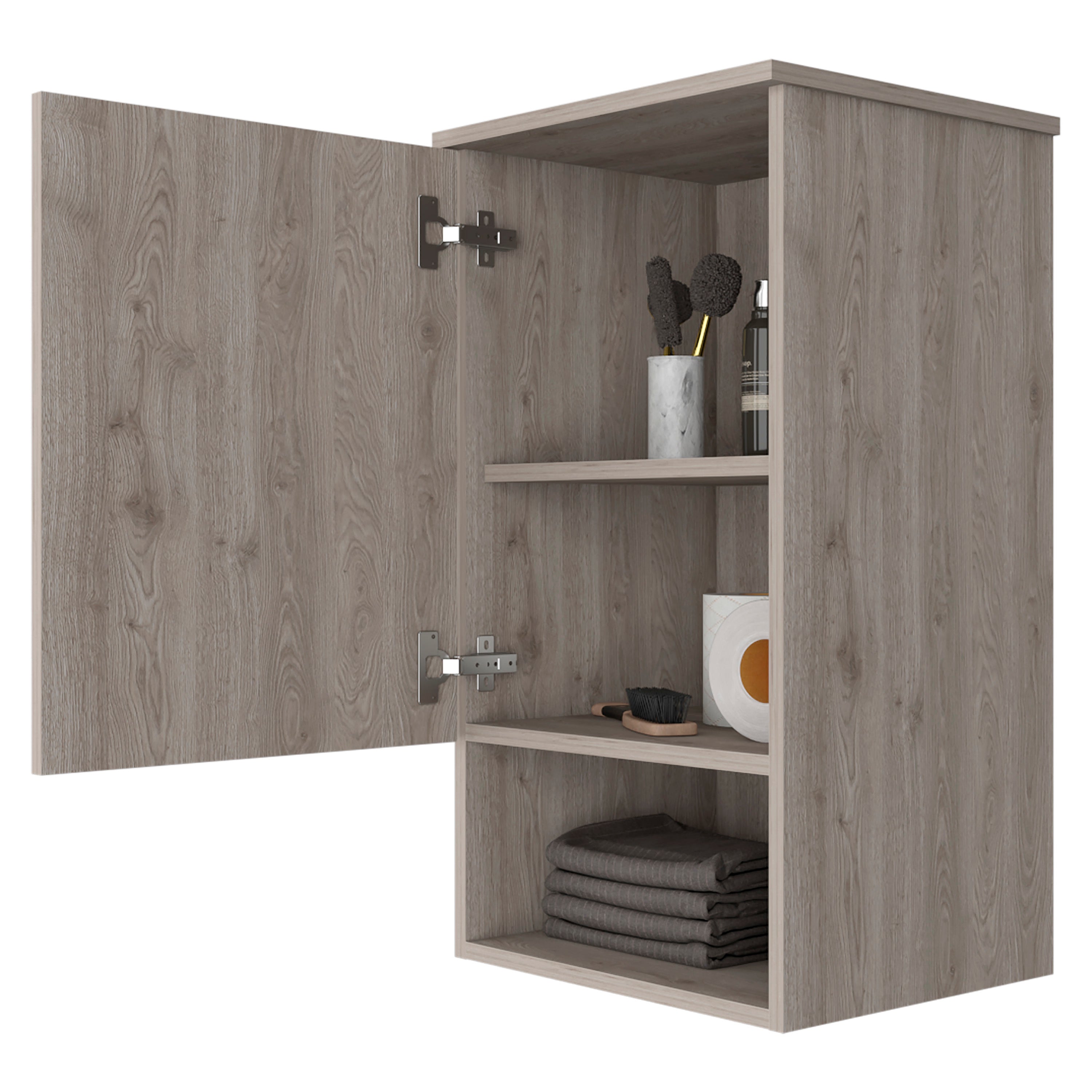 Medicine Cabinet Porto, Two Internal Shelves, Light Gray Finish