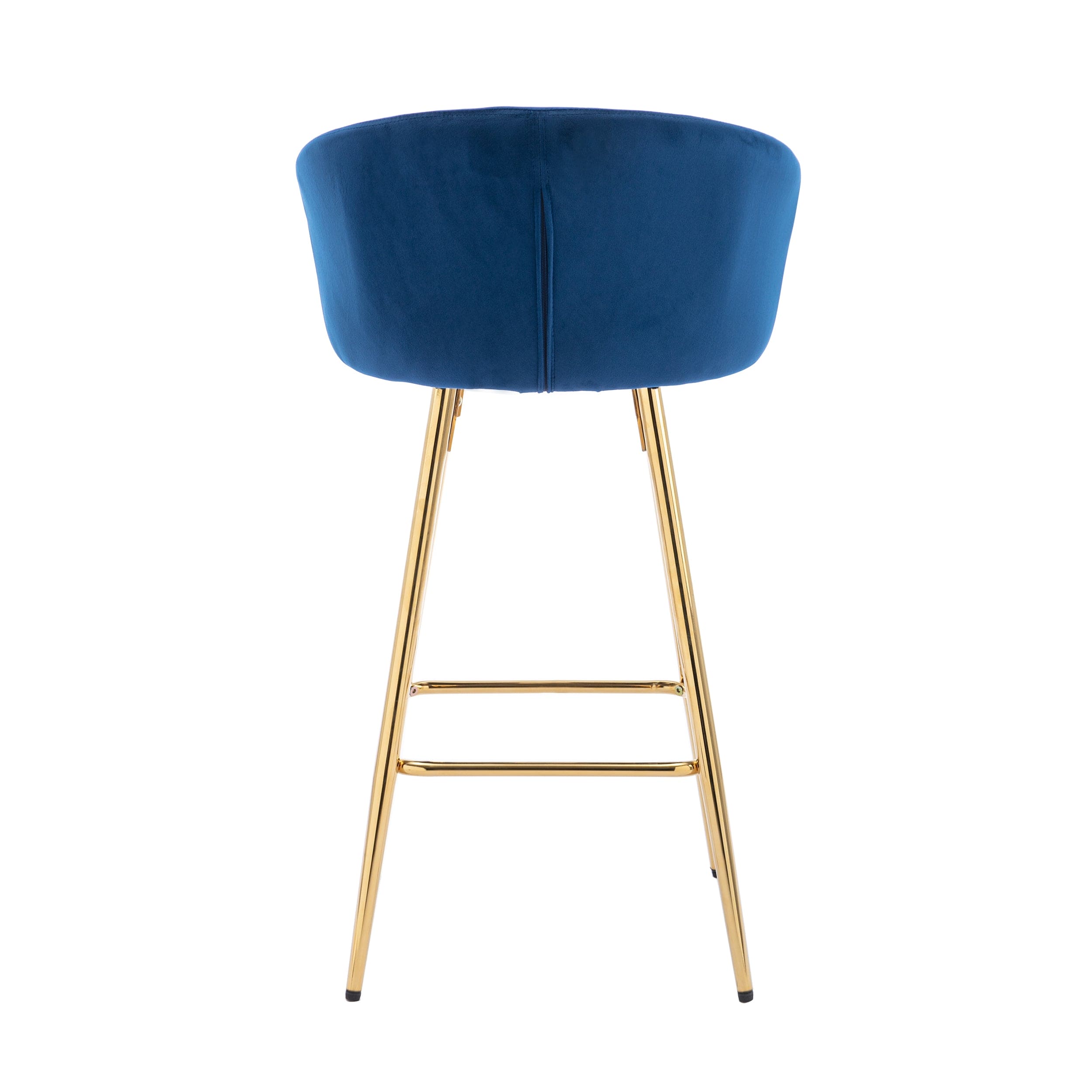 26 Inch Set of 2 Bar Stools,with Chrome Footrest Velvet + Golden Leg Simple Bar Stool,BLUE