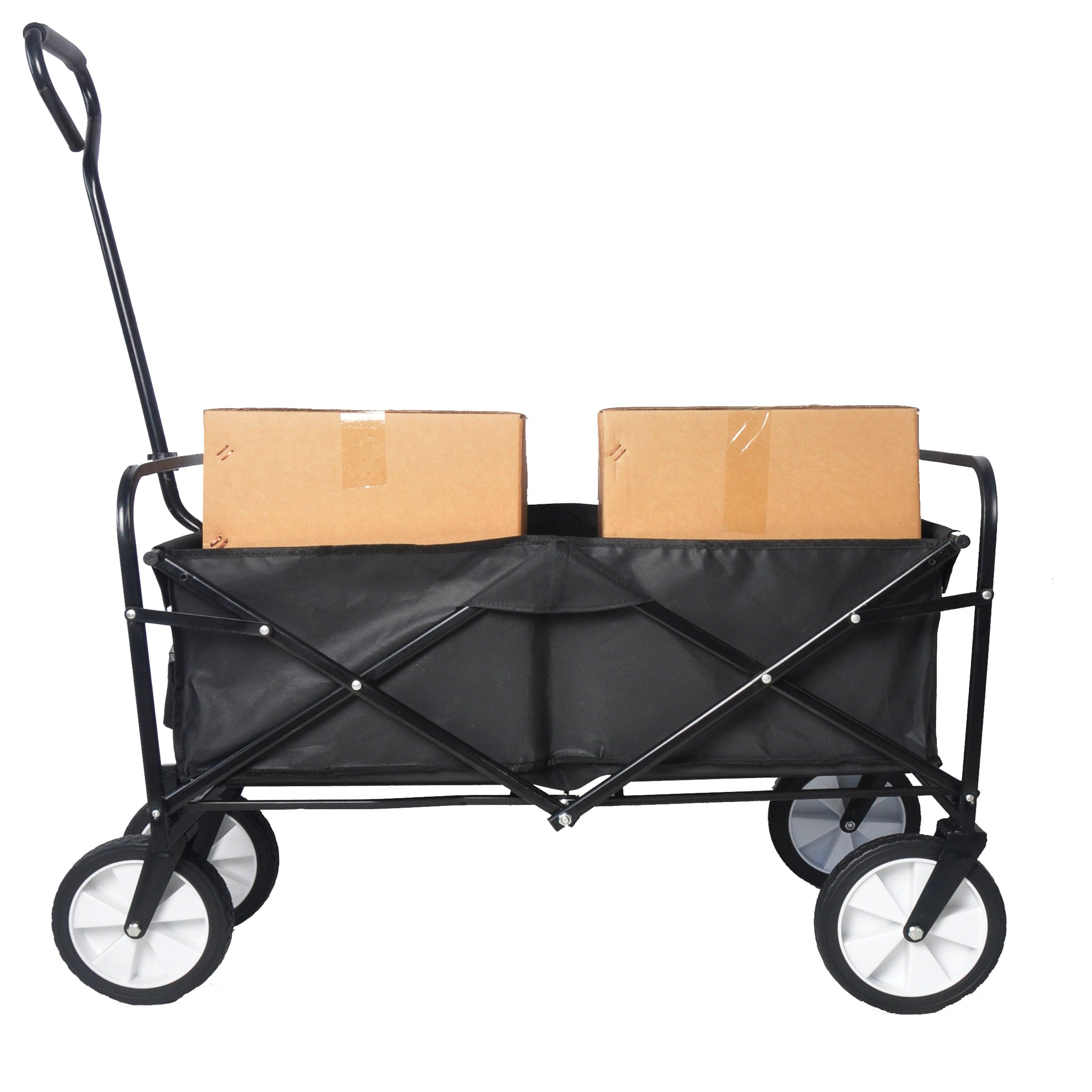 Folding Wagon Garden Shopping Beach Cart (Black)