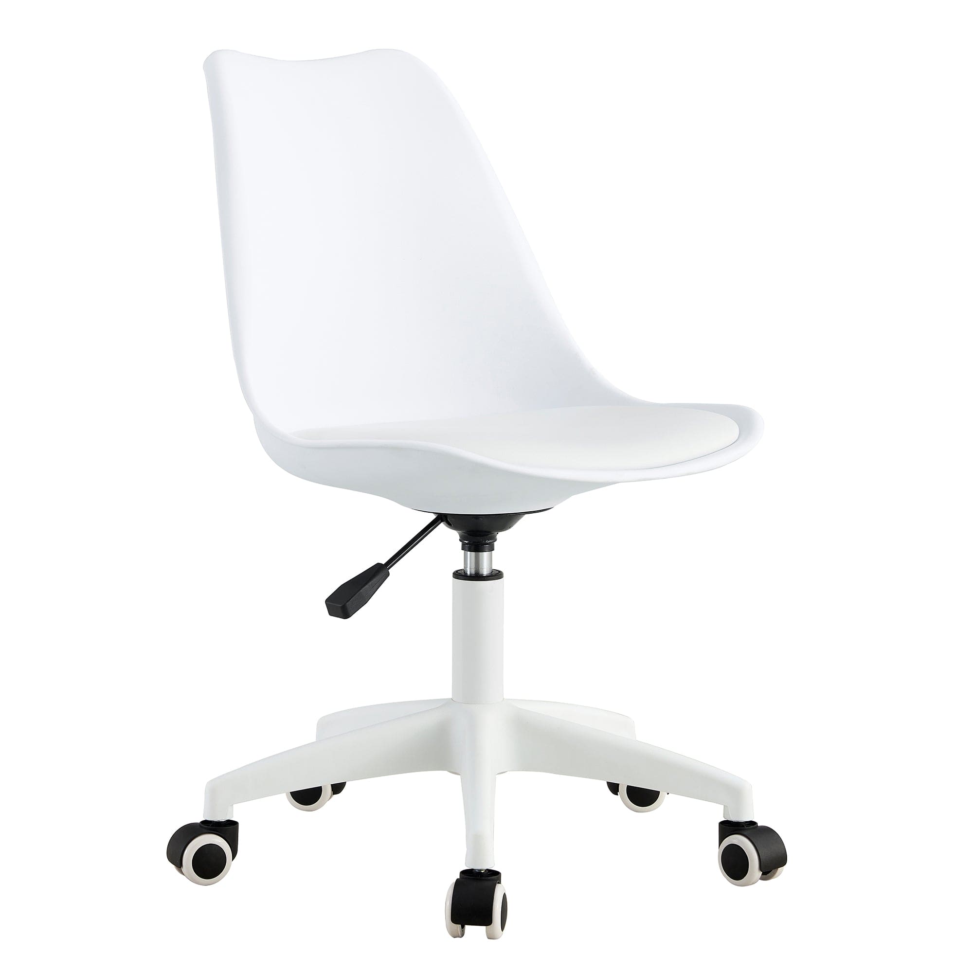 Modern Home Office Desk Chairs, Adjustable 360 °Swivel  Chair Engineering  Plastic Armless Swivel Computer  Chair With Wheels for Living Room, Bed Room Office Hotel Dining Room and White.