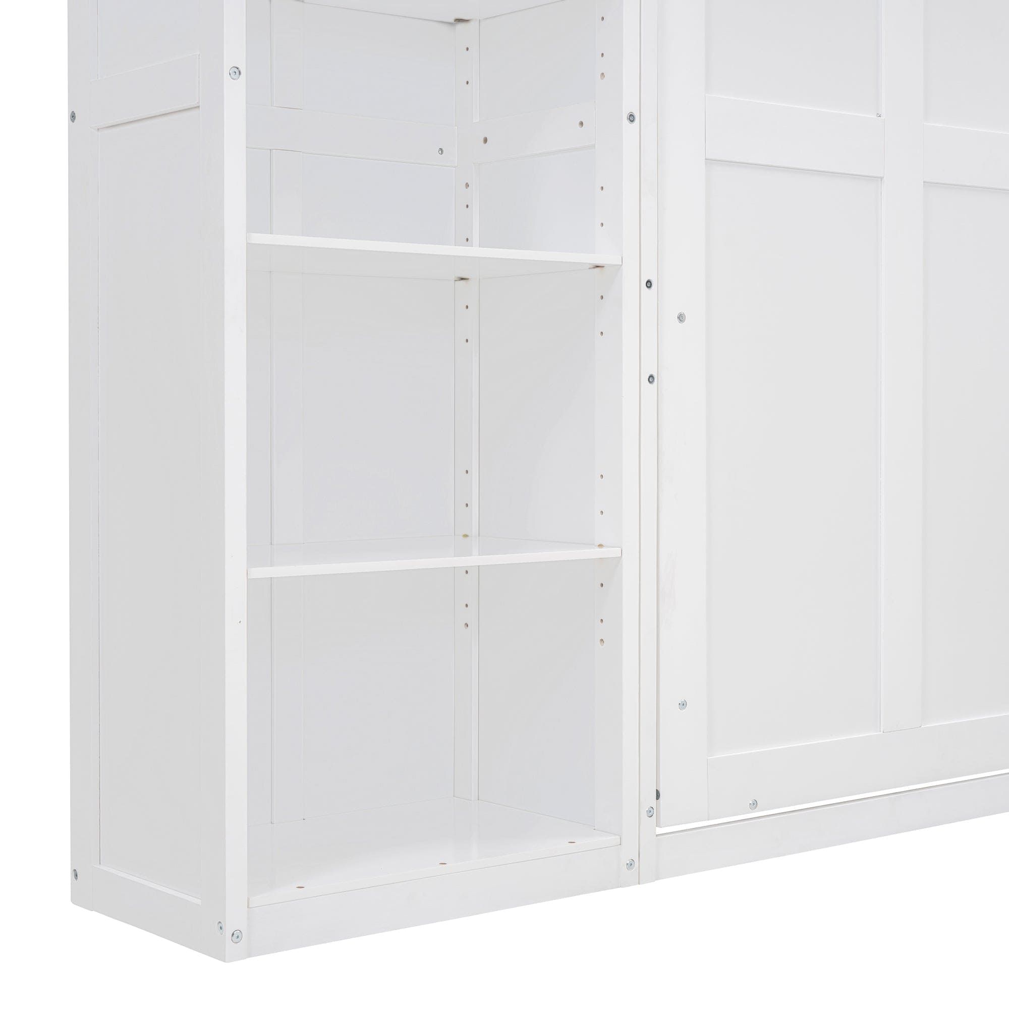 Full Size Murphy Bed Wall Bed with Shelves,White