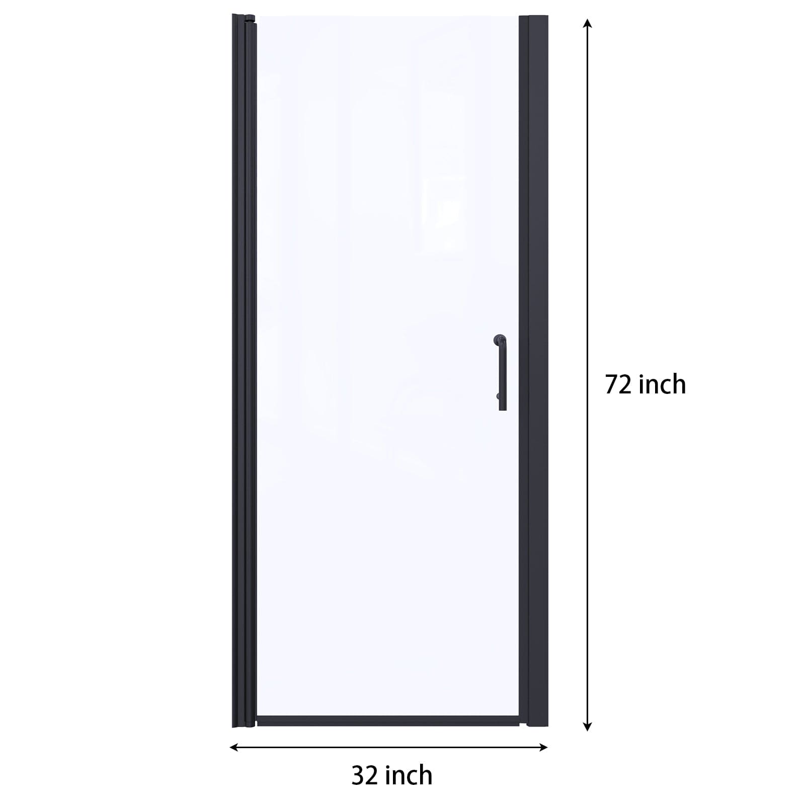 32 In. to 33-3/8 In. x 72 In Semi-Frameless Pivot Shower Door in Matte Black With Clear Glass