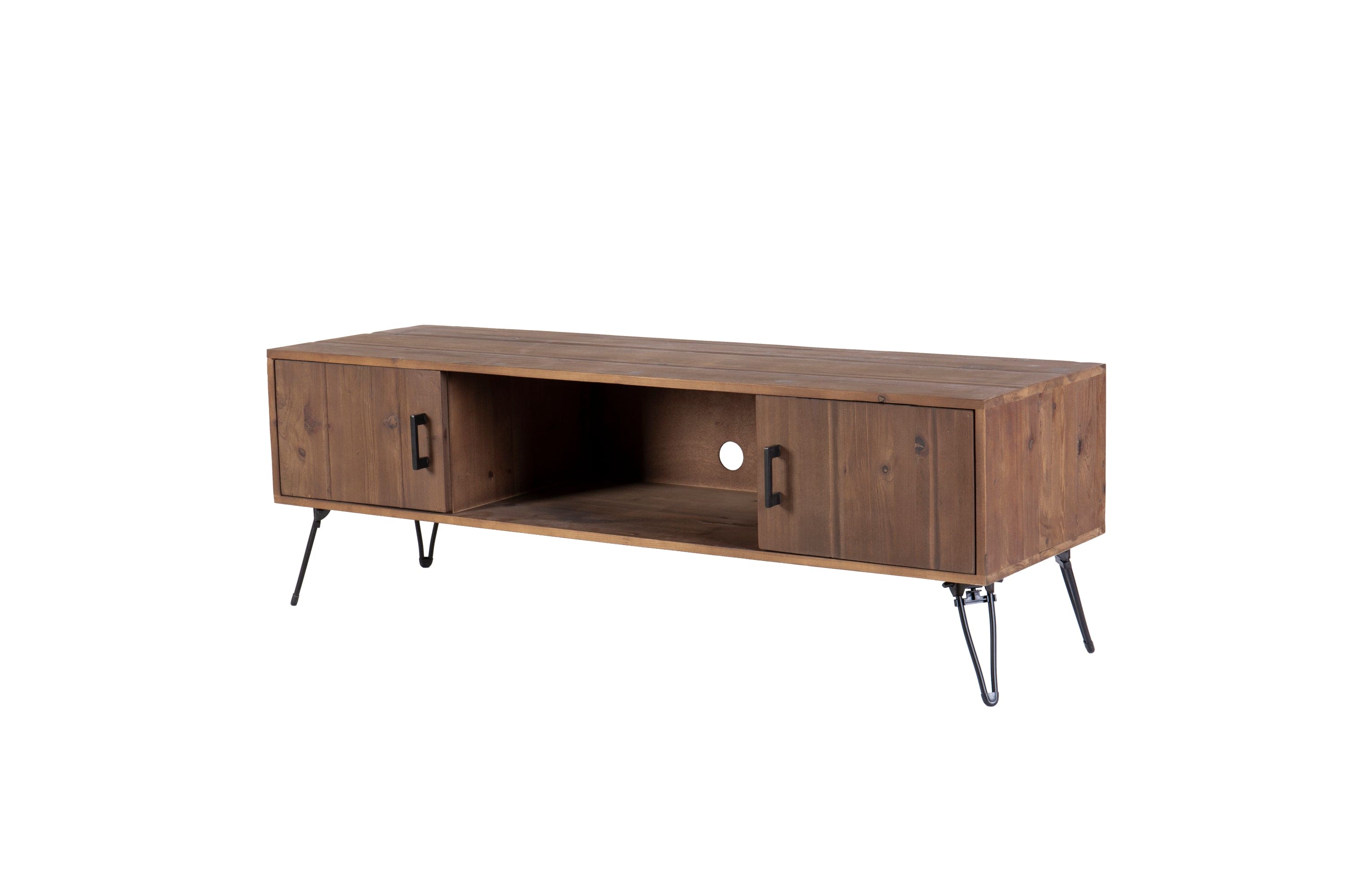 Industrial style Reclaimed wood Media TV Stand with Storage Cabinet for Living Media Room