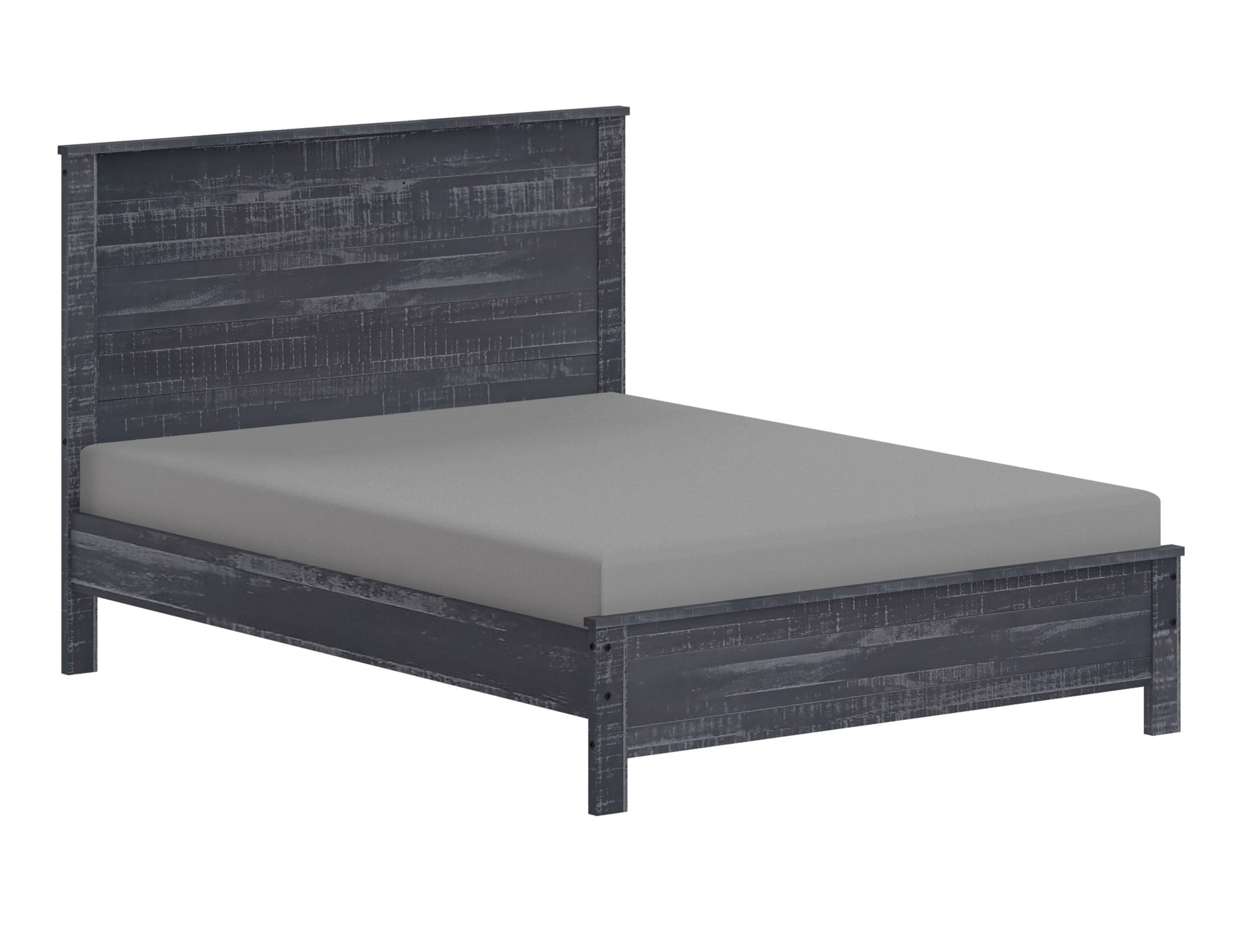 Yes4wood Albany Solid Wood Grey Bed, Modern Rustic Wooden Full Size Bed Frame Box Spring Needed