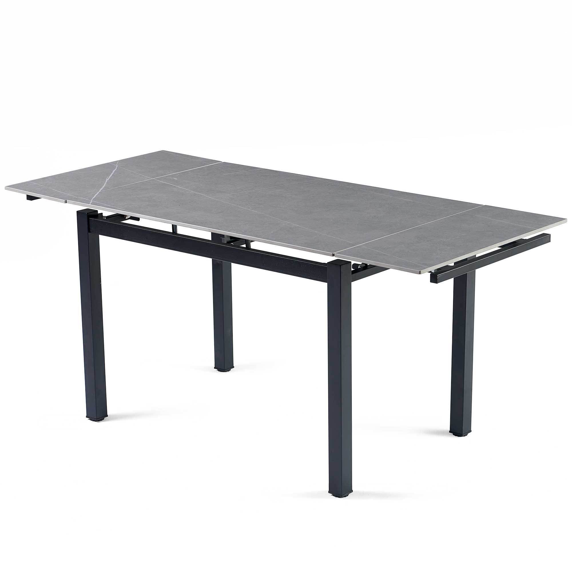 Grey Ceramic Modern Rectangular Expandable Dining Room Table For Space-Saving Kitchen Small Space -Table Top