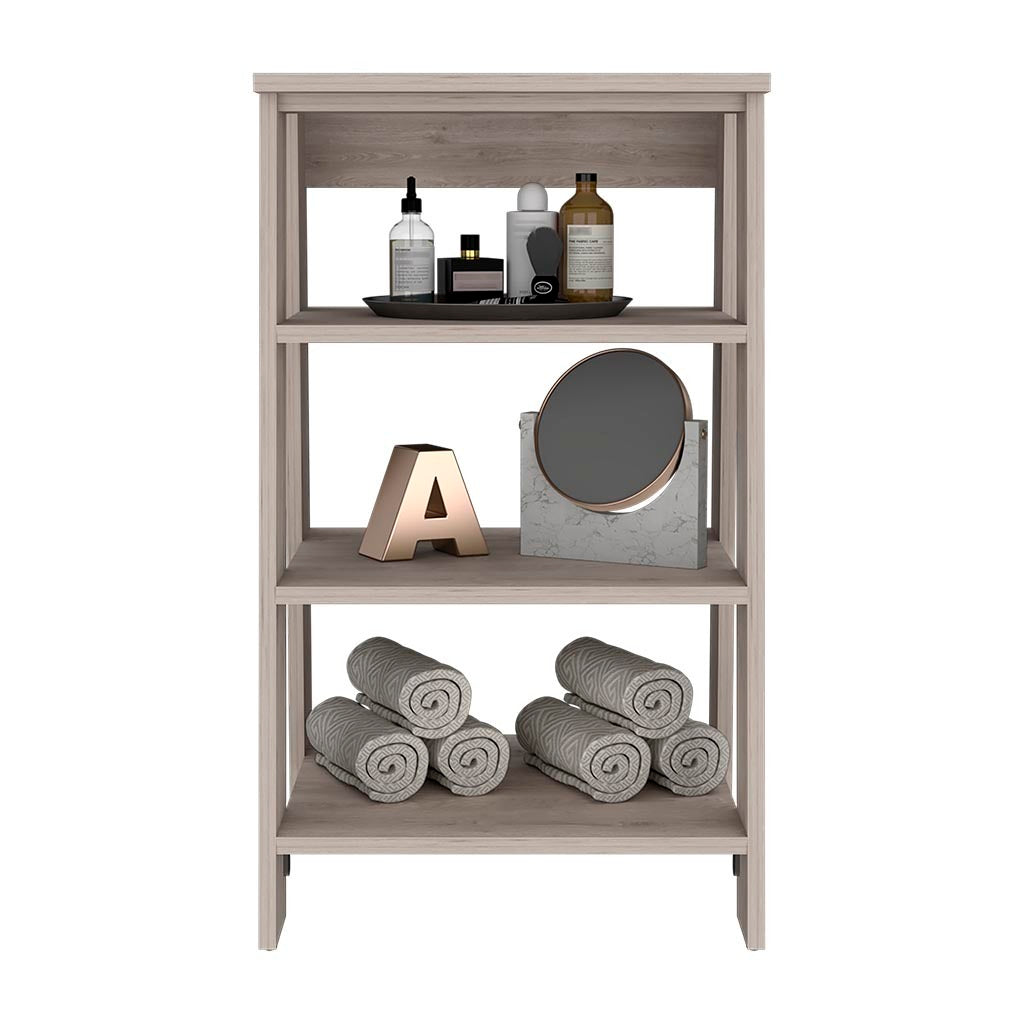 Linen Cabinet Jenne, Four Open Shelves, Light Gray Finish