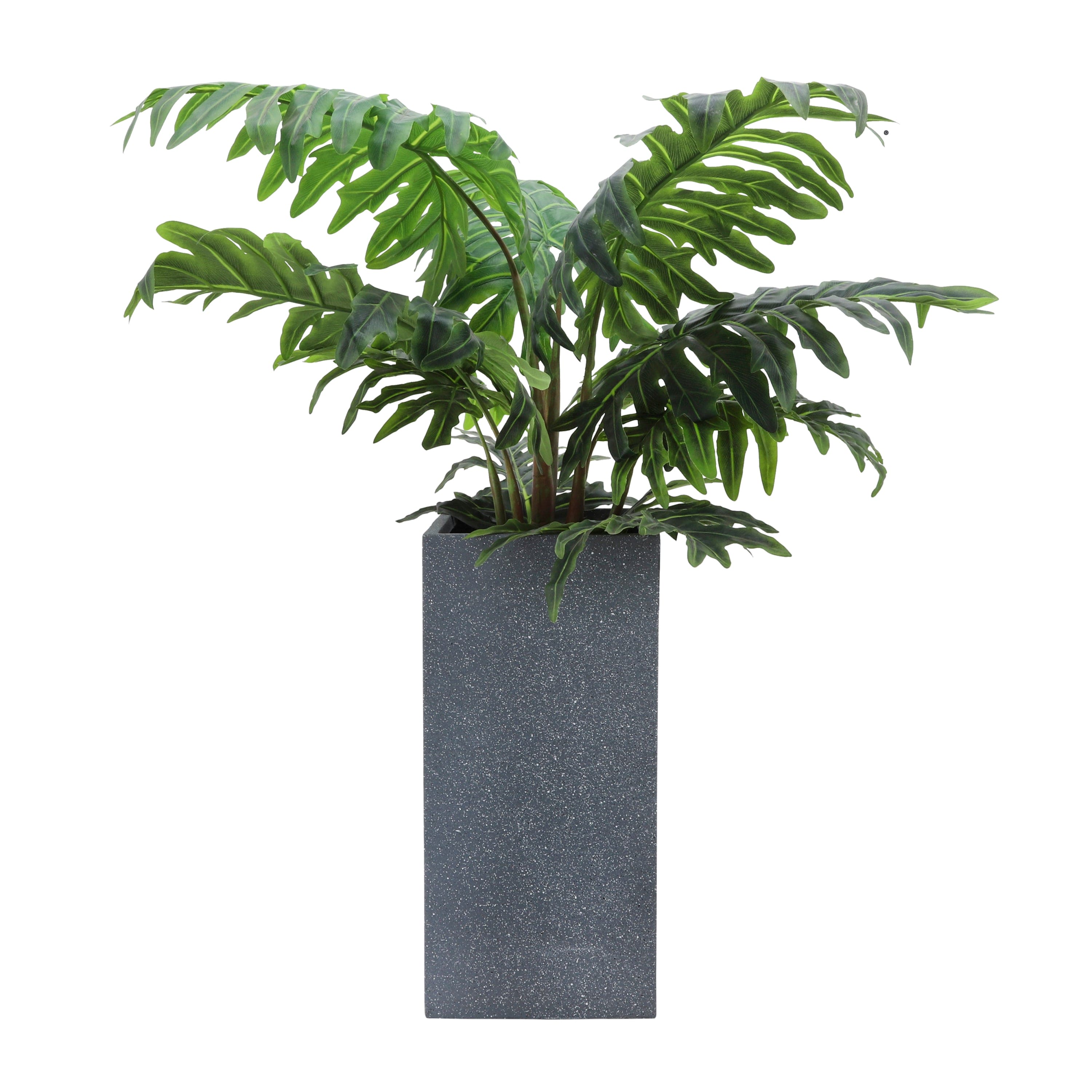 RESIN, S/2 11/13"D SQUARE NESTED PLANTERS, DK GRAY