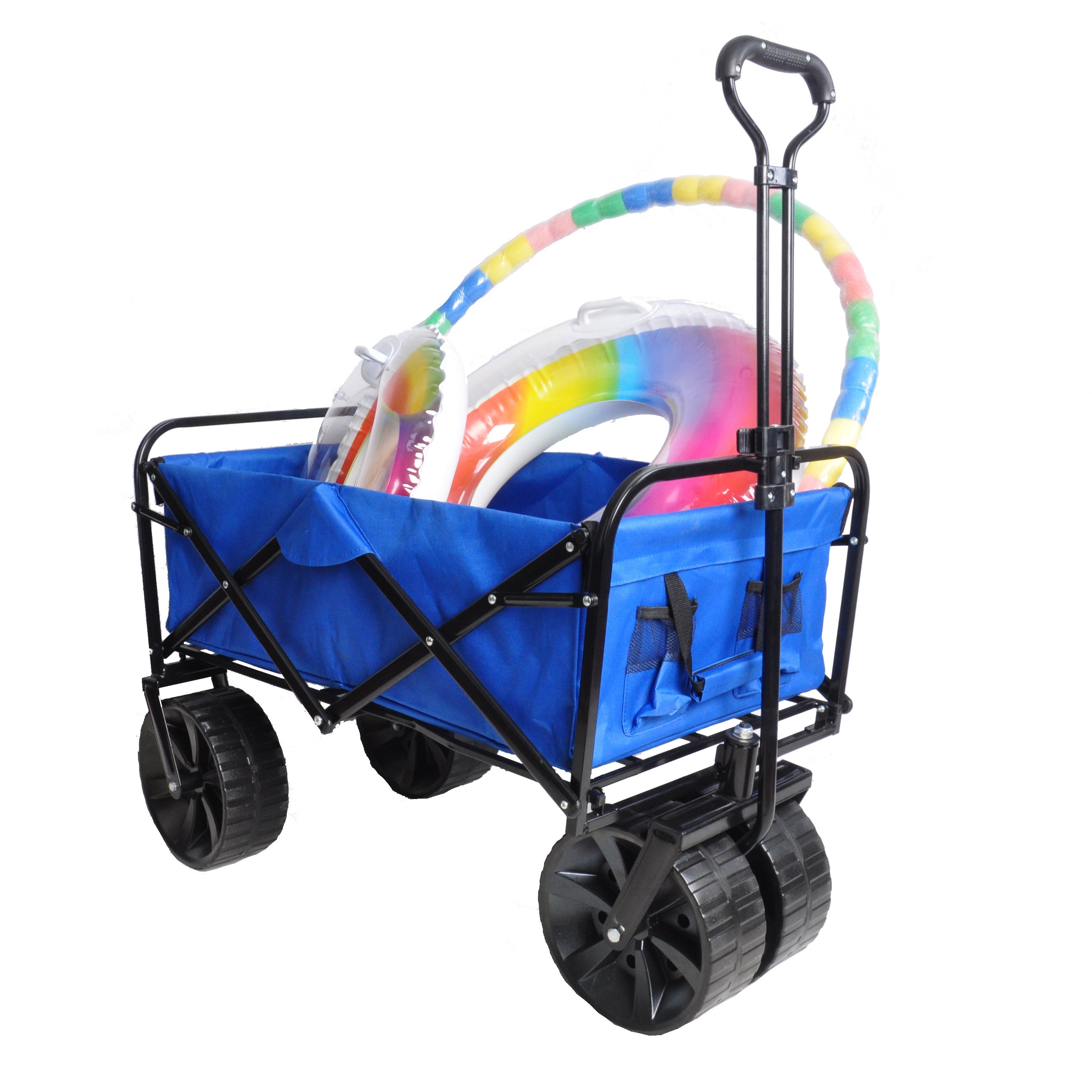 Folding Wagon Garden Shopping Beach Cart (Blue)