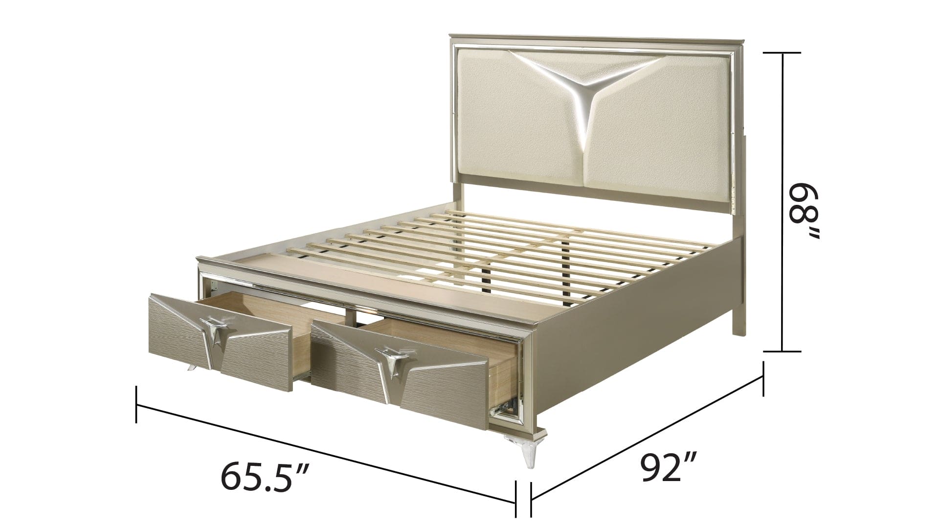 Samantha Modern Style Queen Bed Made with Wood & LED Headboard