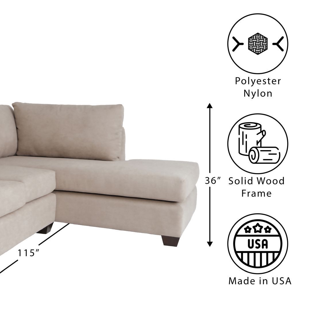 L Shaped Sectional Sofas for Living Room, Modern Sectional Couches for Bedrooms, Apartment with Solid Wood Frame (Tan, Polyester Nylon)