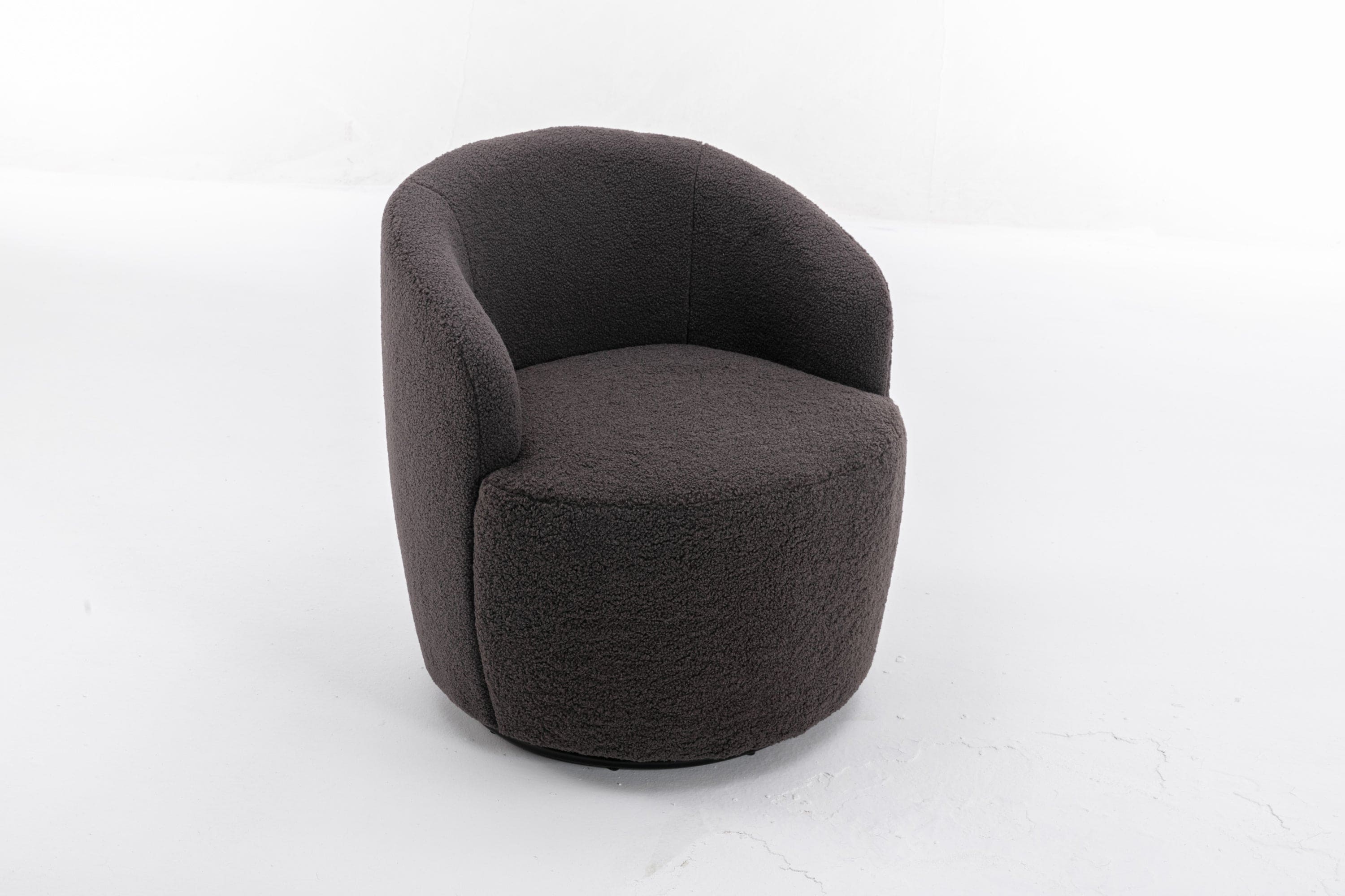 Teddy Fabric Swivel Accent Armchair Barrel Chair With Black Powder Coating Metal Ring,Dark Gray