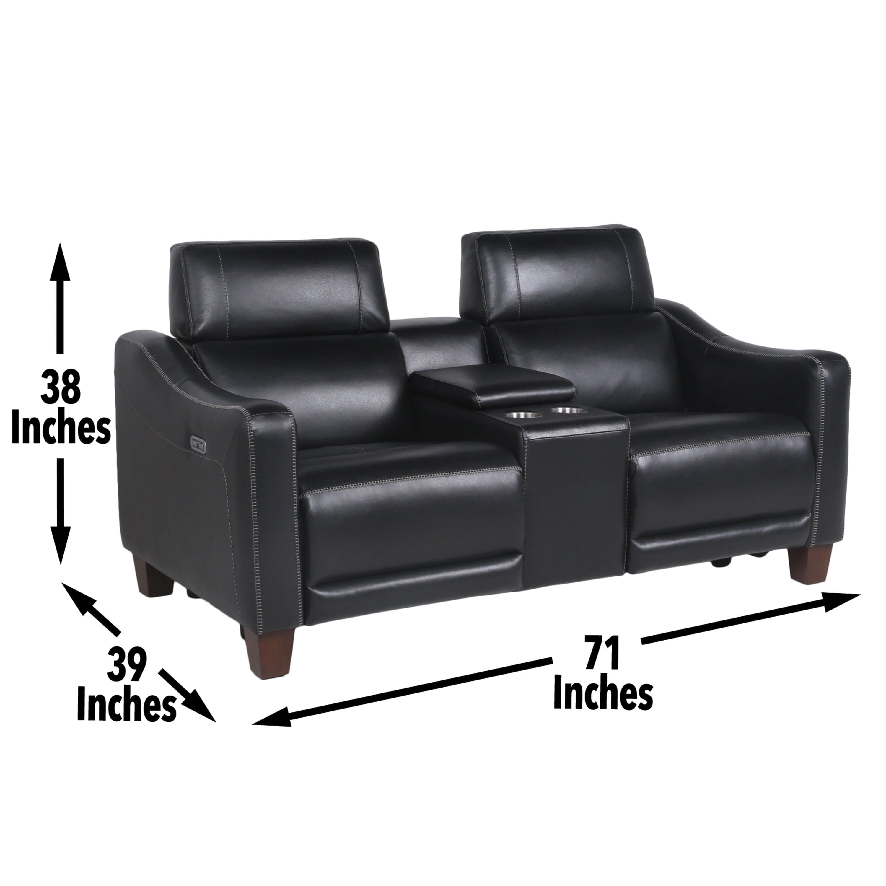 Transitional Dual-Power Leather Loveseat - Reclining Seats, Top Grain Leather, High-Leg Design - Compact and Comfortable