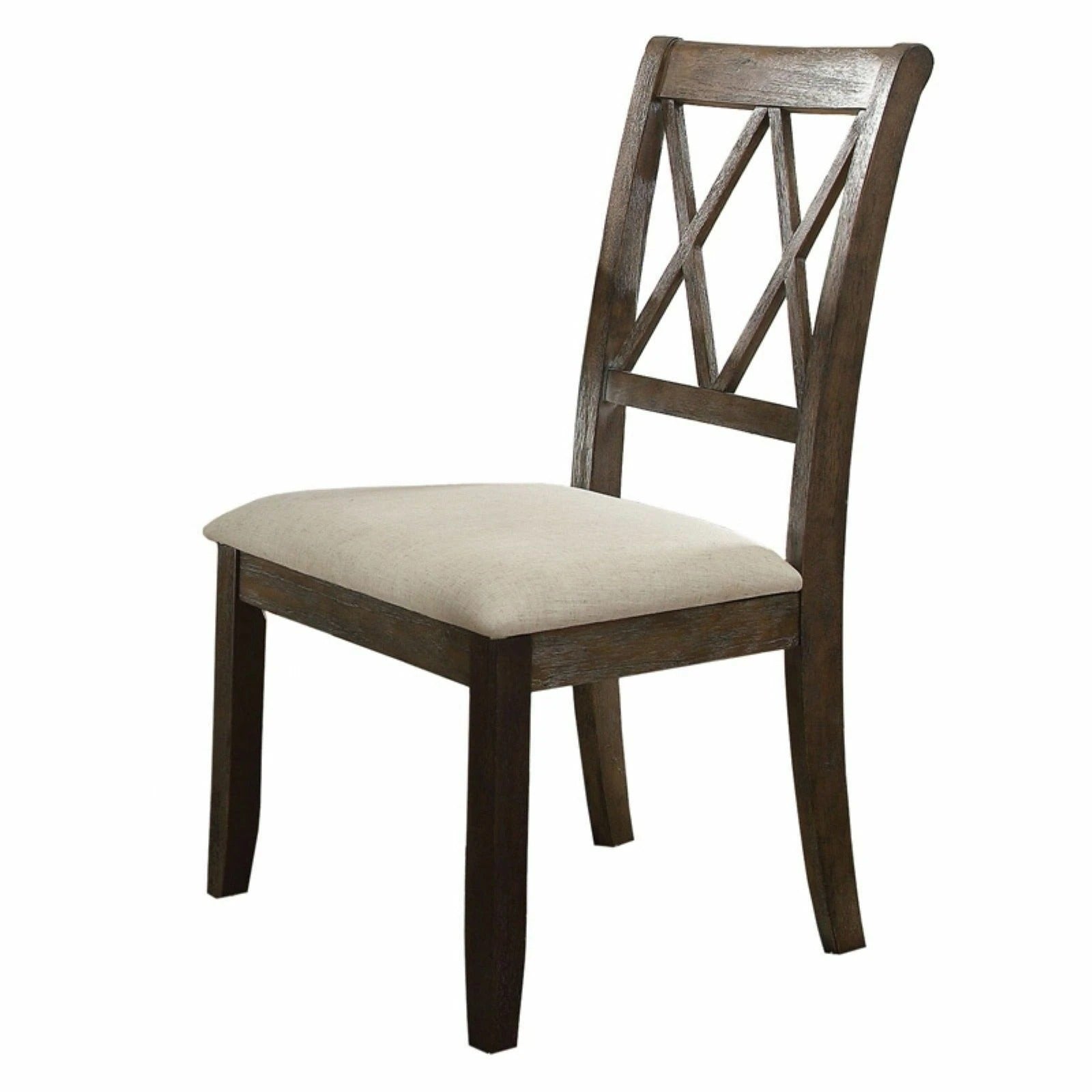 ACME Claudia Side Chair (Set-2) in Beige Linen & Salvage Brown 71717