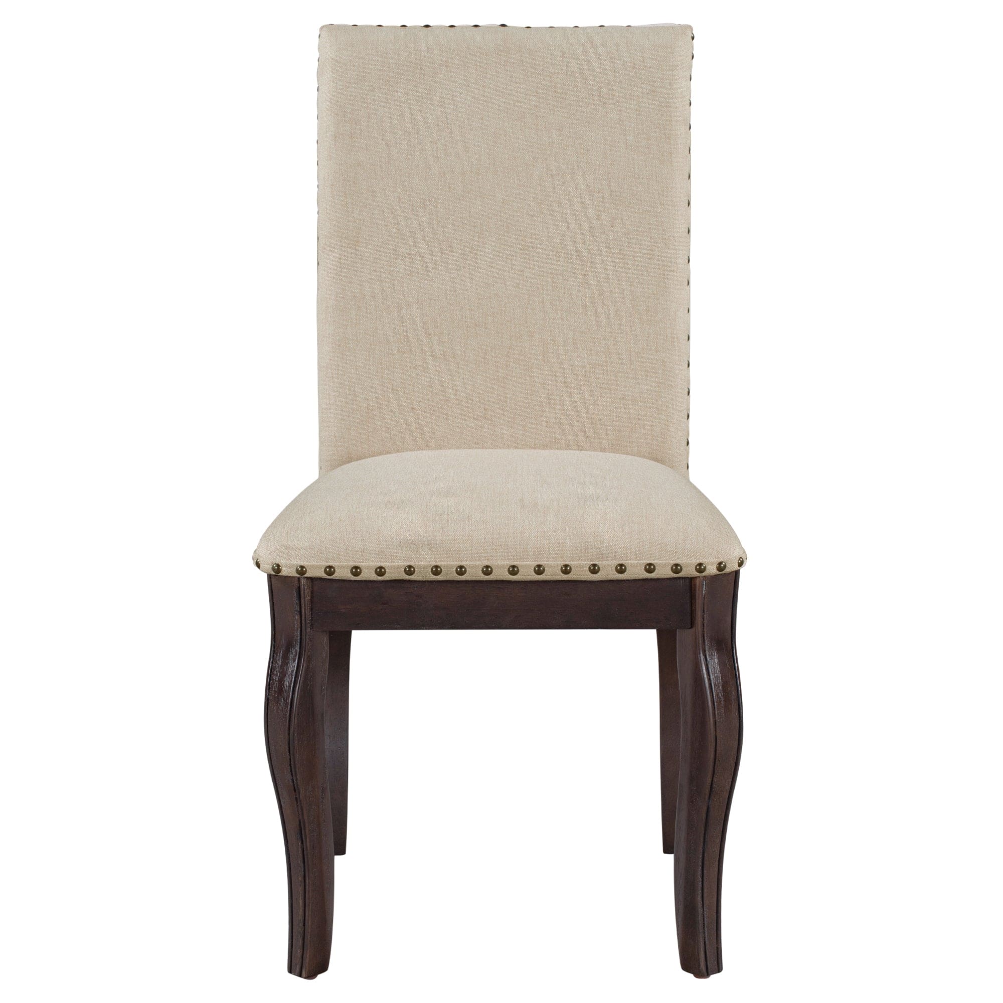 TREXM Set of 4 Dining chairs Wood Upholstered Fabirc Dining Room Chairs with Nailhead (Espresso)