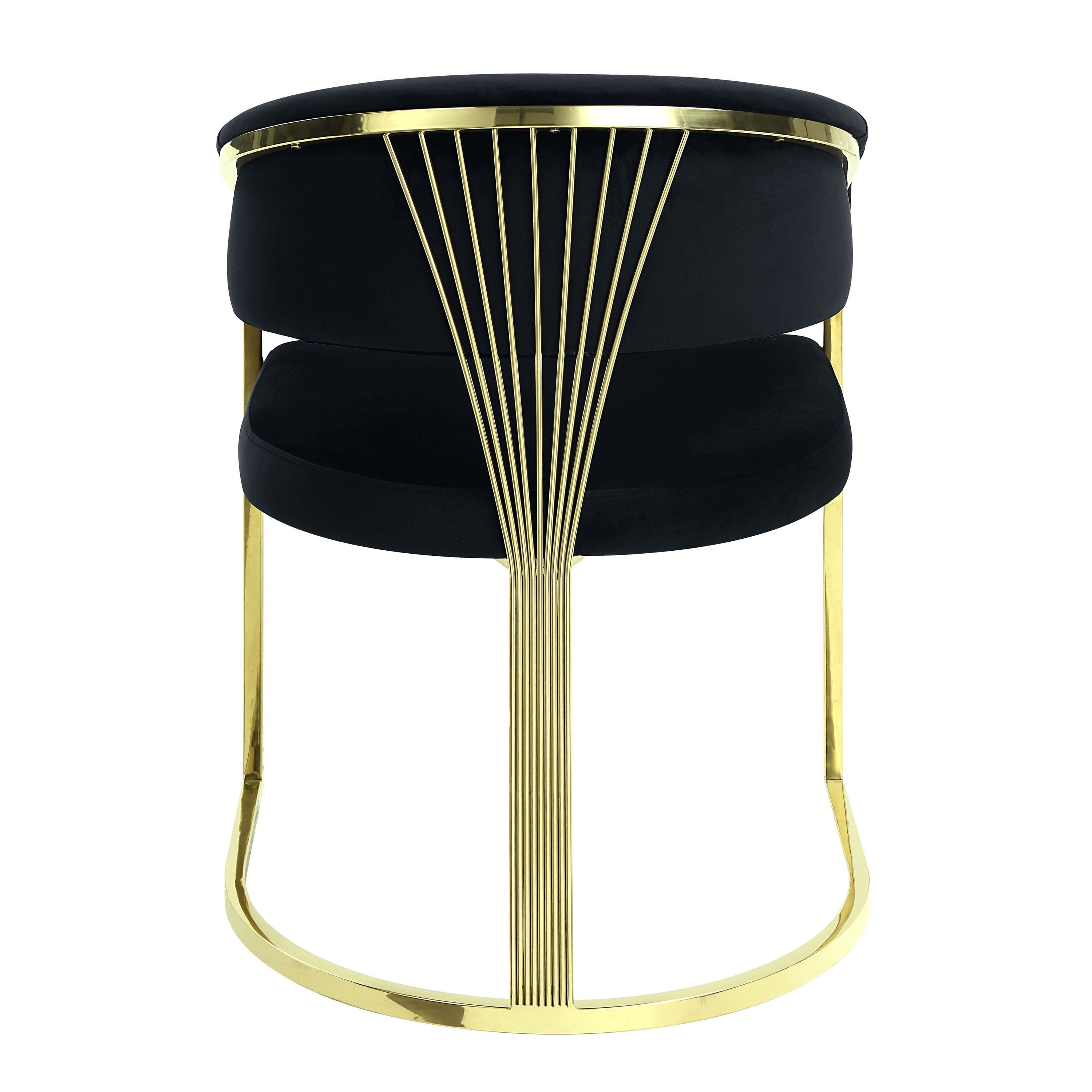 ACME Fallon Side Chair, Black Velvet & Mirrored Gold Finish DN01954