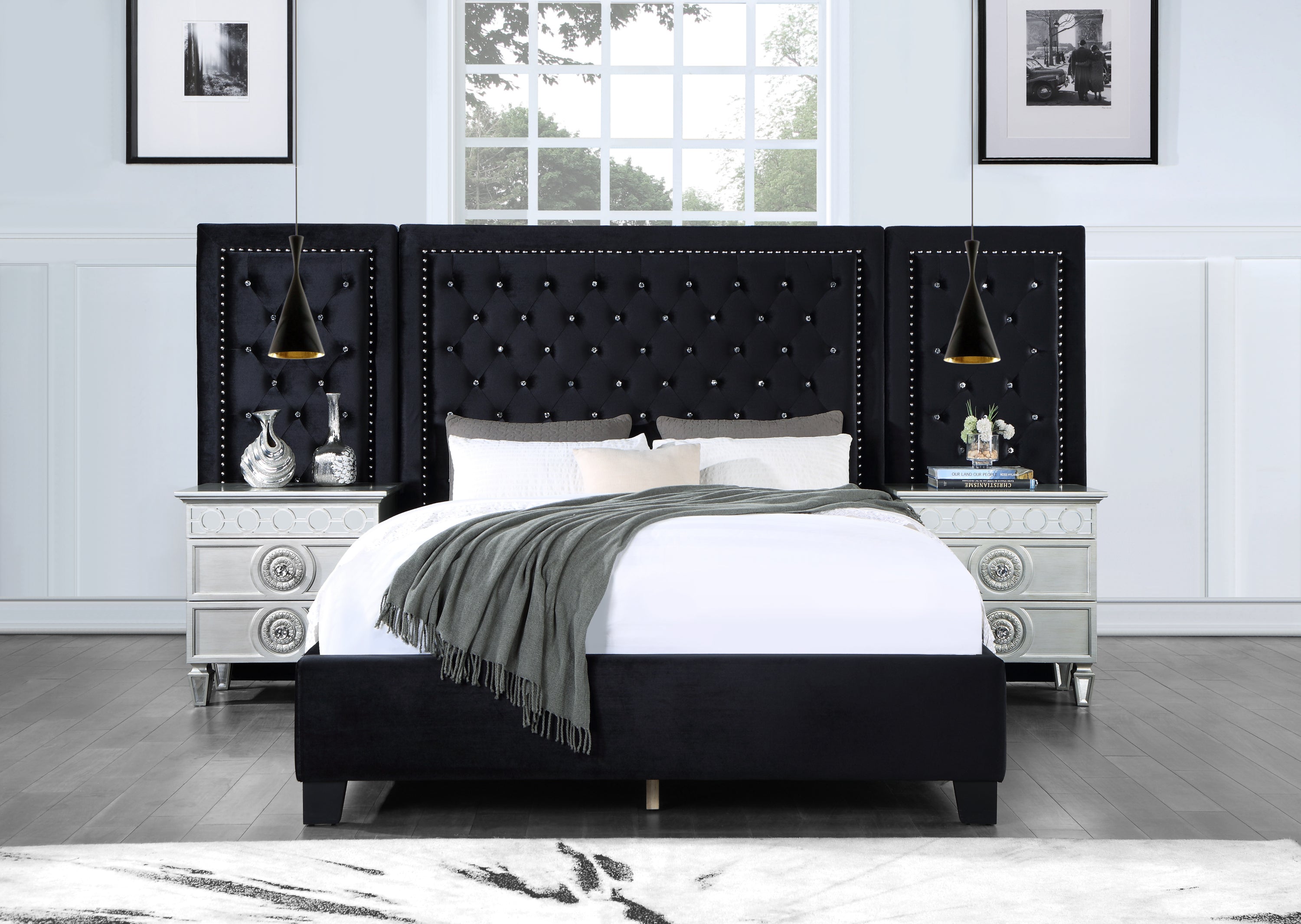 ACME Damazy Eastern King Bed, Black Velvet BD00974EK