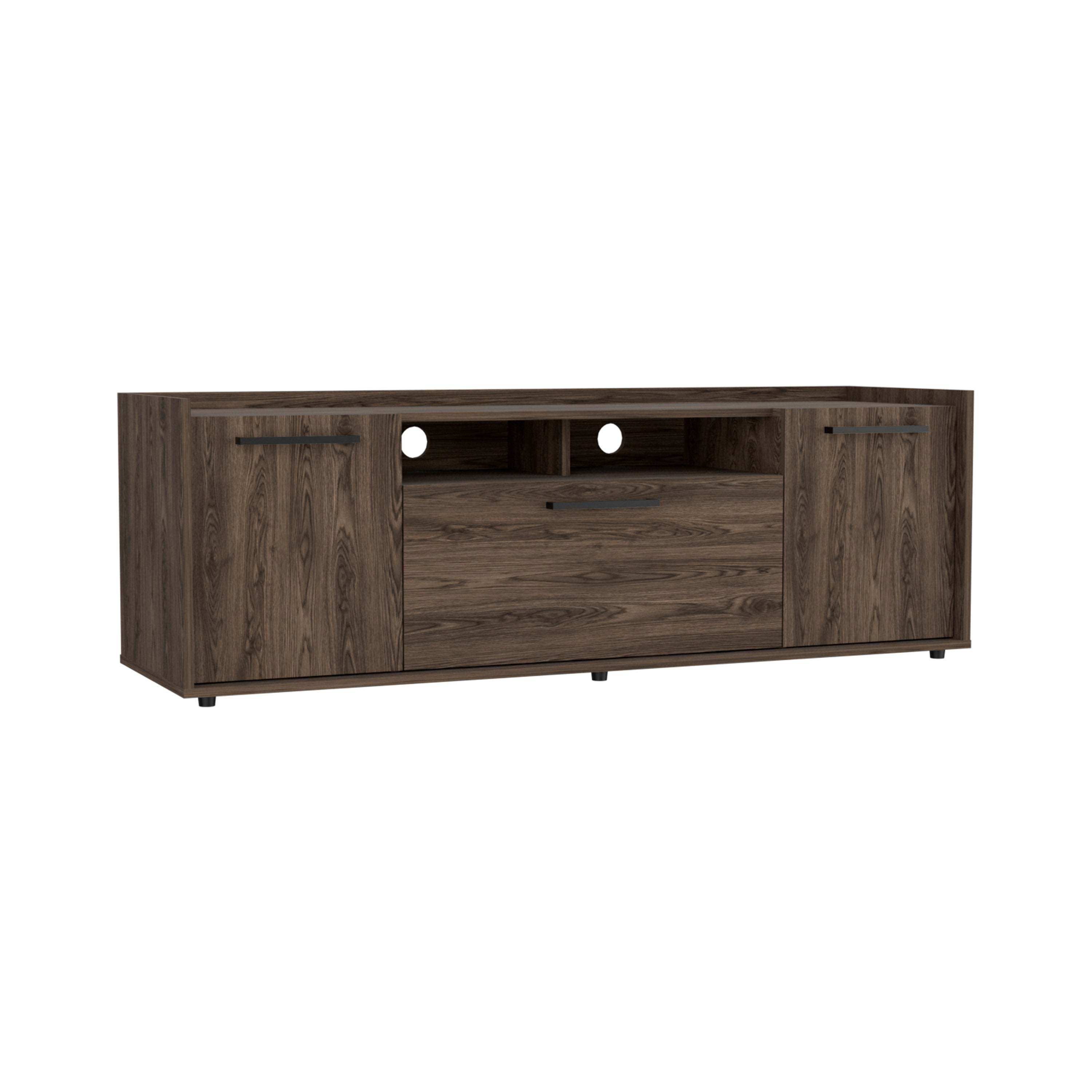 DEPOT E-SHOP Hollywood Tv Stand for TV´s up 60", Double Door Cabinets, One Flexible Cabinet, Dark Walnut