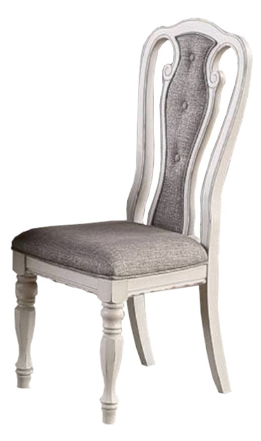 Set of 2 Dining Chairs Grey Upholstered Tufted unique Design Chairs Back Cushion Seat Dining Room