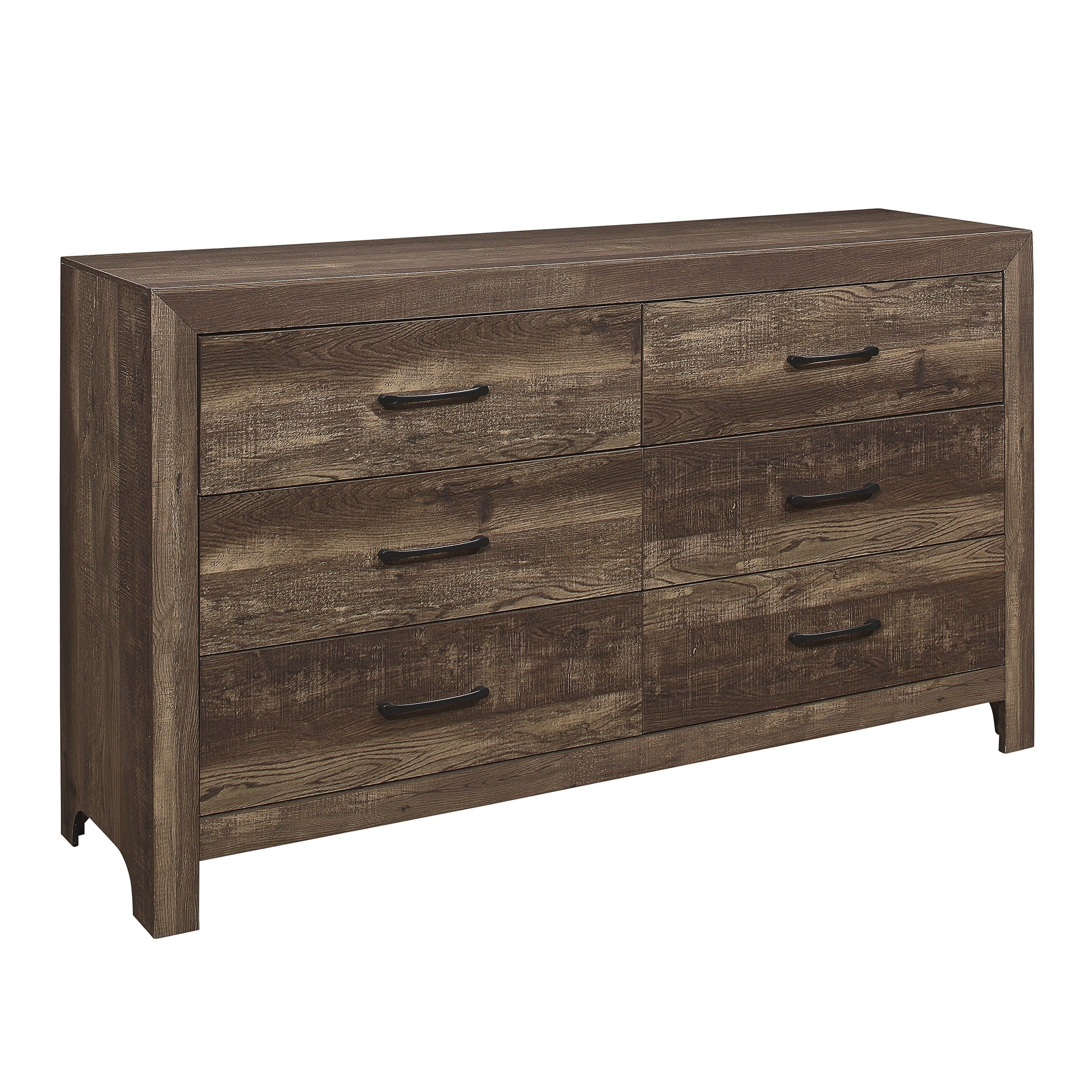 Rustic Brown Finish 1pc Dresser Black Handles Wooden Funiture Rustic Style